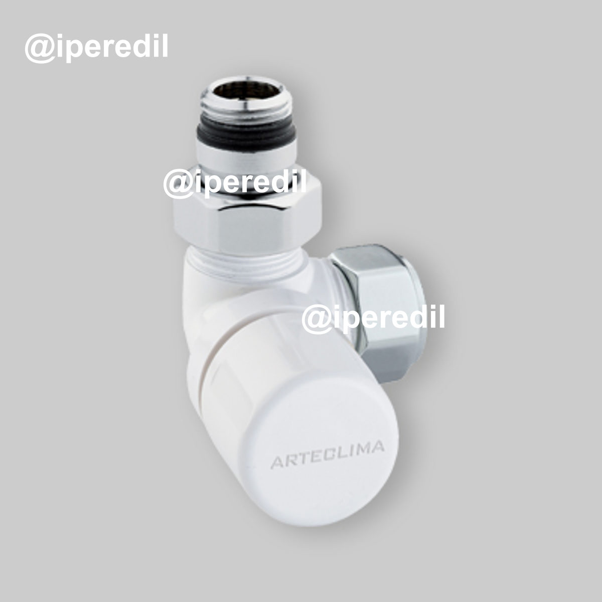 VALVOLA D'ARREDO TERMOSTATIZZABILE AD ANGOLO SX "HIGH STYLE" BIANCO 1/2" - 24x19