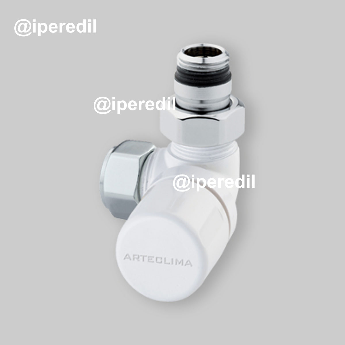 VALVOLA D'ARREDO TERMOSTATIZZABILE AD ANGOLO DX "HIGH STYLE" BIANCO 1/2" - 24x19