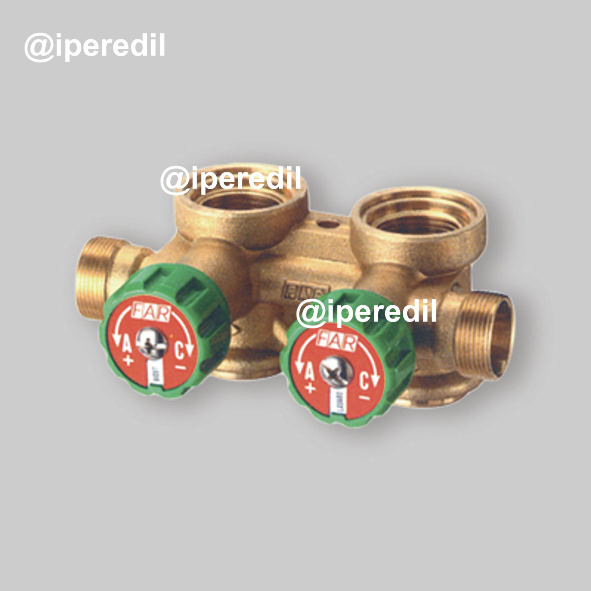 COLLETTORE COMPLANARE SINISTRO GIALLO 3/4" CON VALVOLE DI ARRESTO FAR 2 vie 24x19