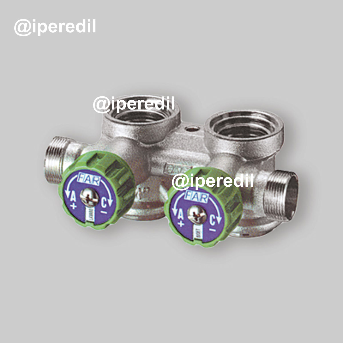 COLLETTORE COMPLANARE DESTRO CROMATO 3/4" CON VALVOLE DI ARRESTO FAR 2 vie 24x19