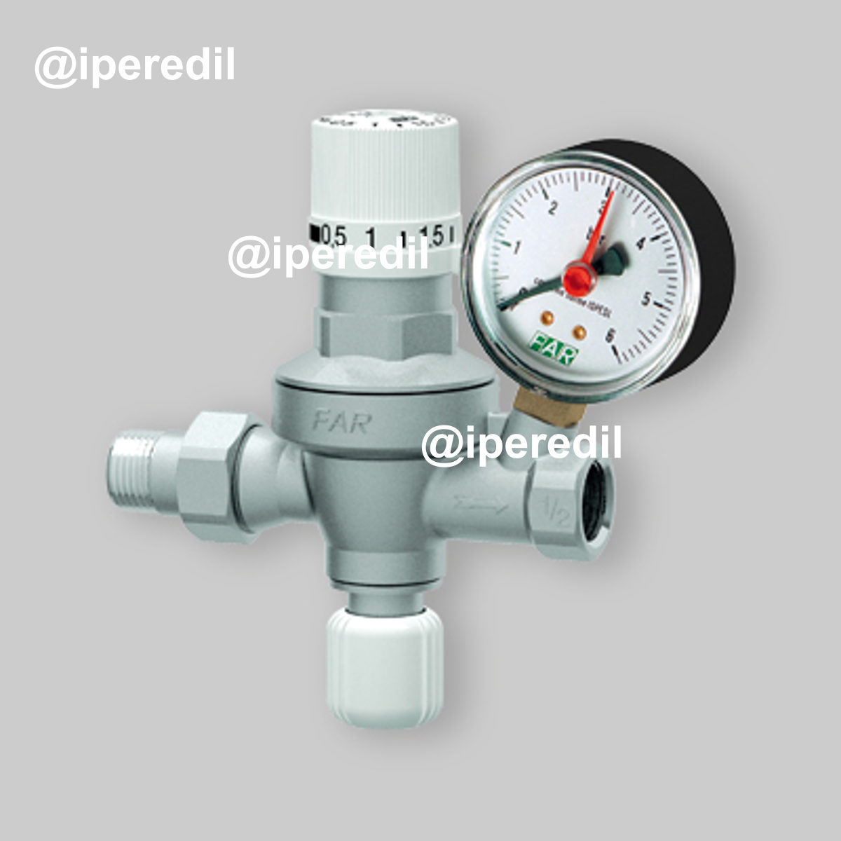 GRUPPO DI RIEMPIMENTO AUTOMATICO CON MANOMETRO E MANOPOLA NUMERATA FAR 1/2" M/F