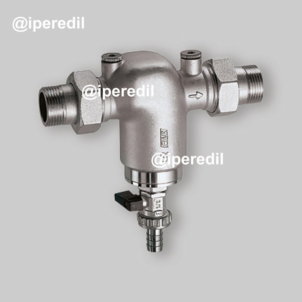 FILTRO PER IMPIANTI SANITARI CON ATTACCHI MANOMETRO CROMATO FAR 1"1/4 M/M