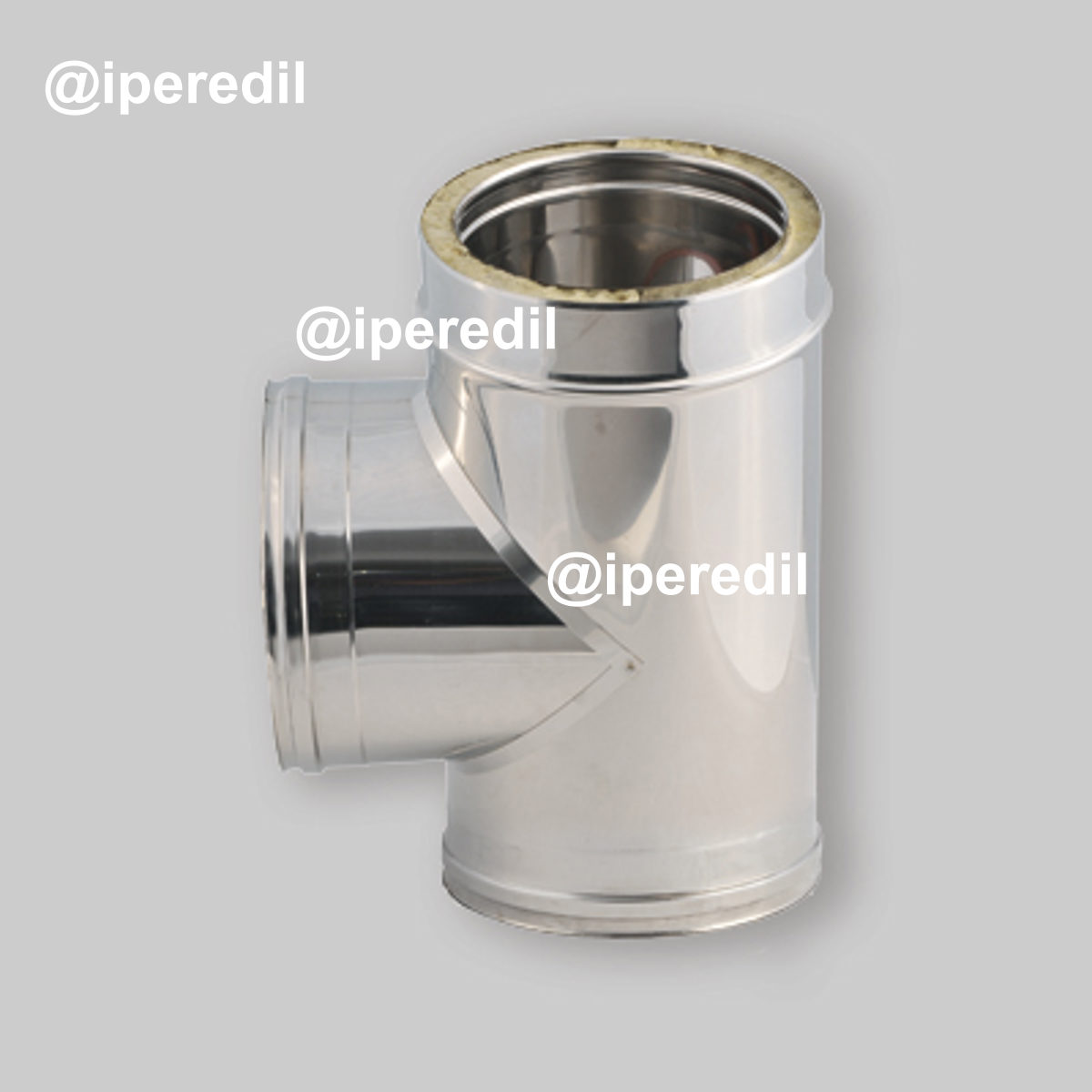 TEE INOX F/F/M 90° DOPPIA PARETE Ø200/250 x H.440 mm