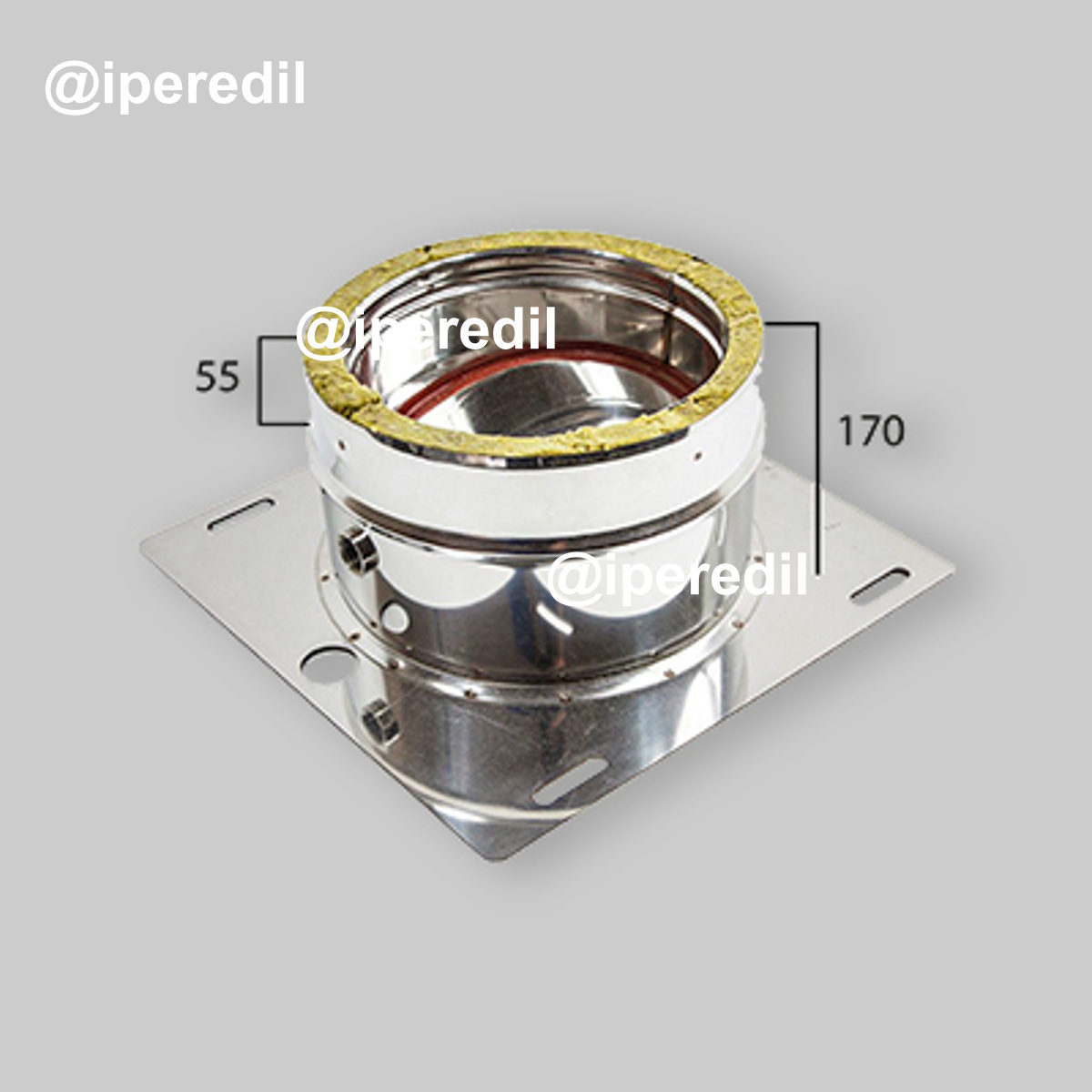 PIASTRA DI BASE DOPPIA PARETE CON SCARICO CONDENSA 150 F x 200 M piastra 350x350- 170