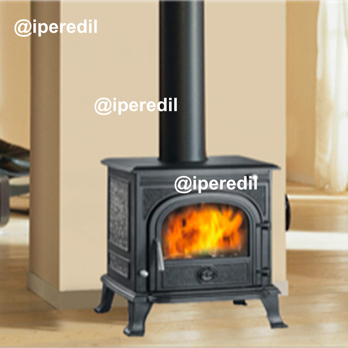 STUFA A LEGNA IN GHISA "EPOCA" 630x430x630H. mm