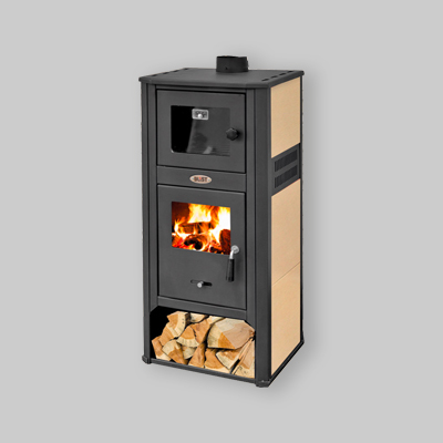 STUFA A LEGNA AMBASSADOR BEIGE CON FORNO 10-12 KW