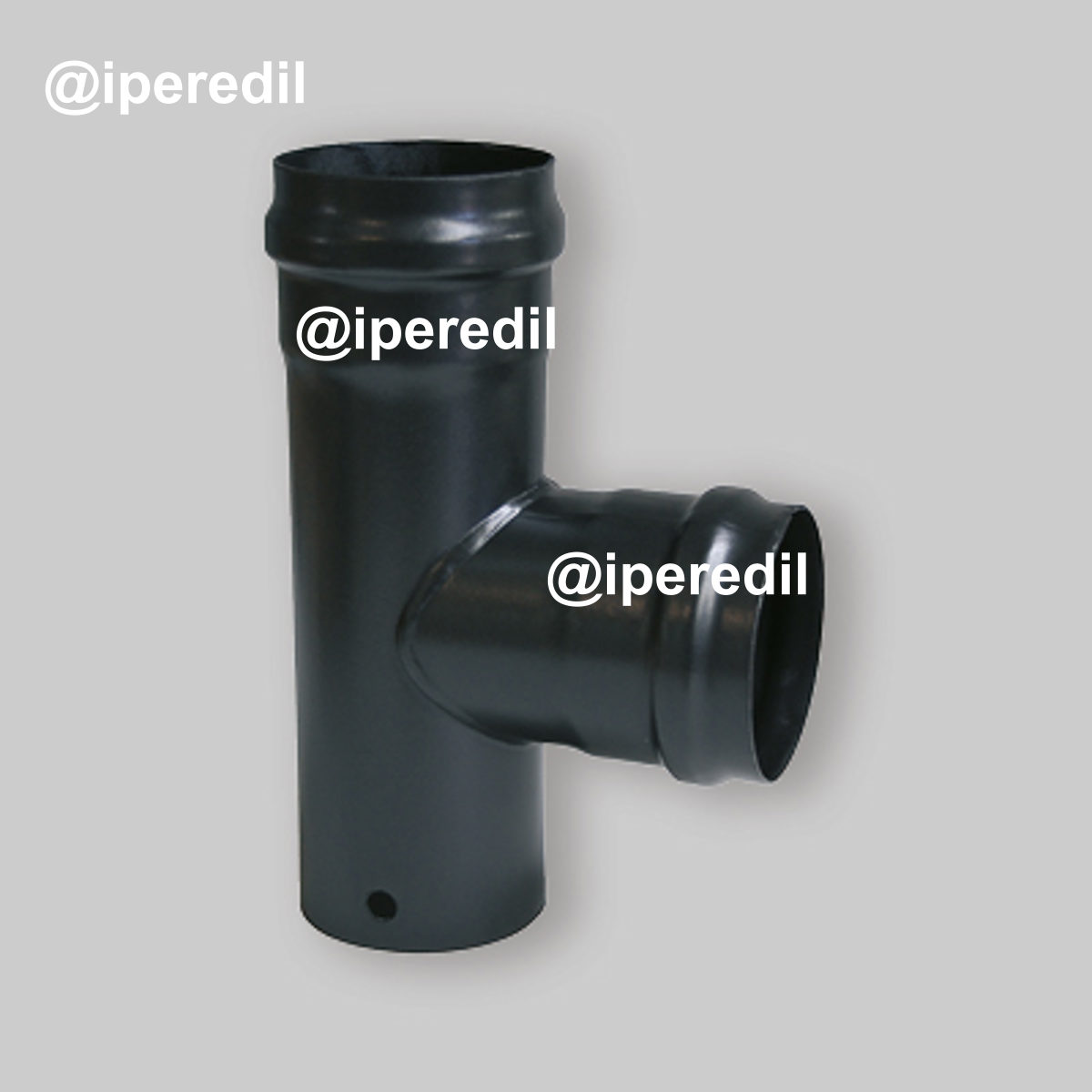 TEE NERO M/F/F IN ACCIAIO PER STUFE A PELLET Ø80 mm