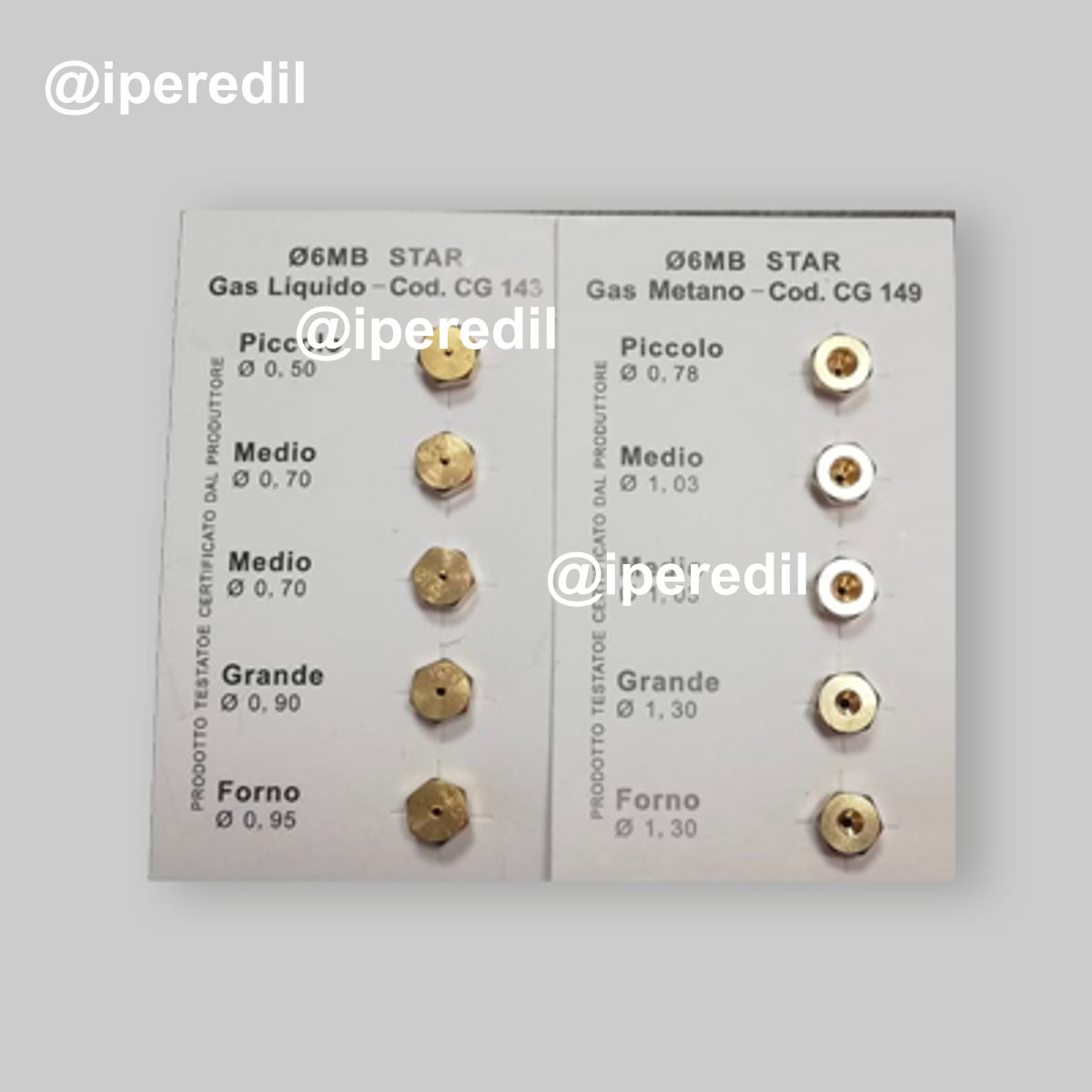 SET 5 UGELLI GAS PER CUCINA Mtn