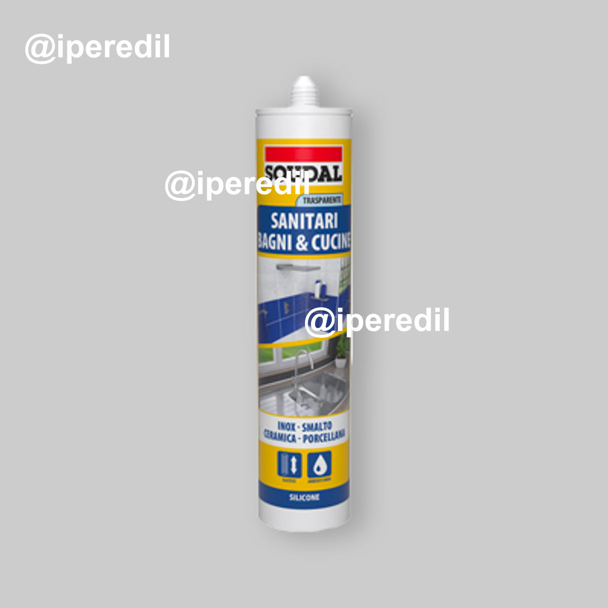 SILICONE ACETICO SANITARI BAGNI E CUCINE SOUDAL 300 ml - Trasparente