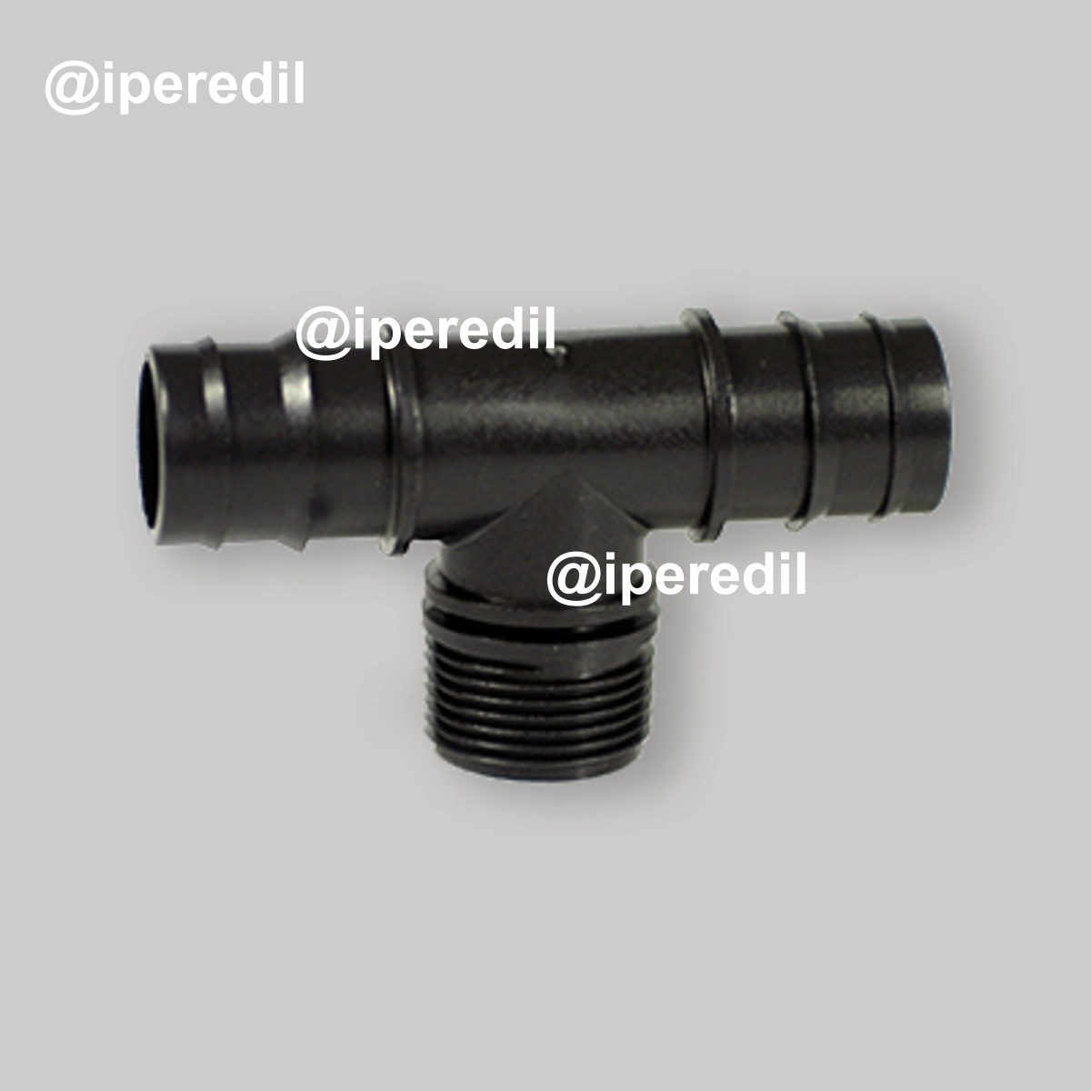 TEE FILETTATO MASCHIO PORTAGOMMA TUBI IN PE Ø20 x 1/2" x Ø20