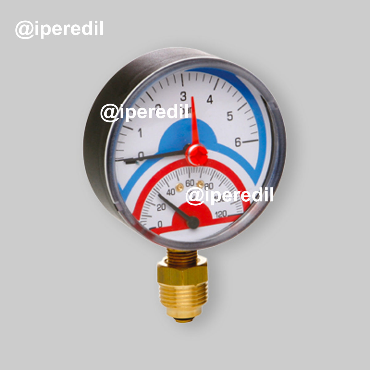 TERMOMANOMETRO RADIALE ATTACCO LATERALE Ø 80 1/2" 0÷6 Atm 0÷120°C
