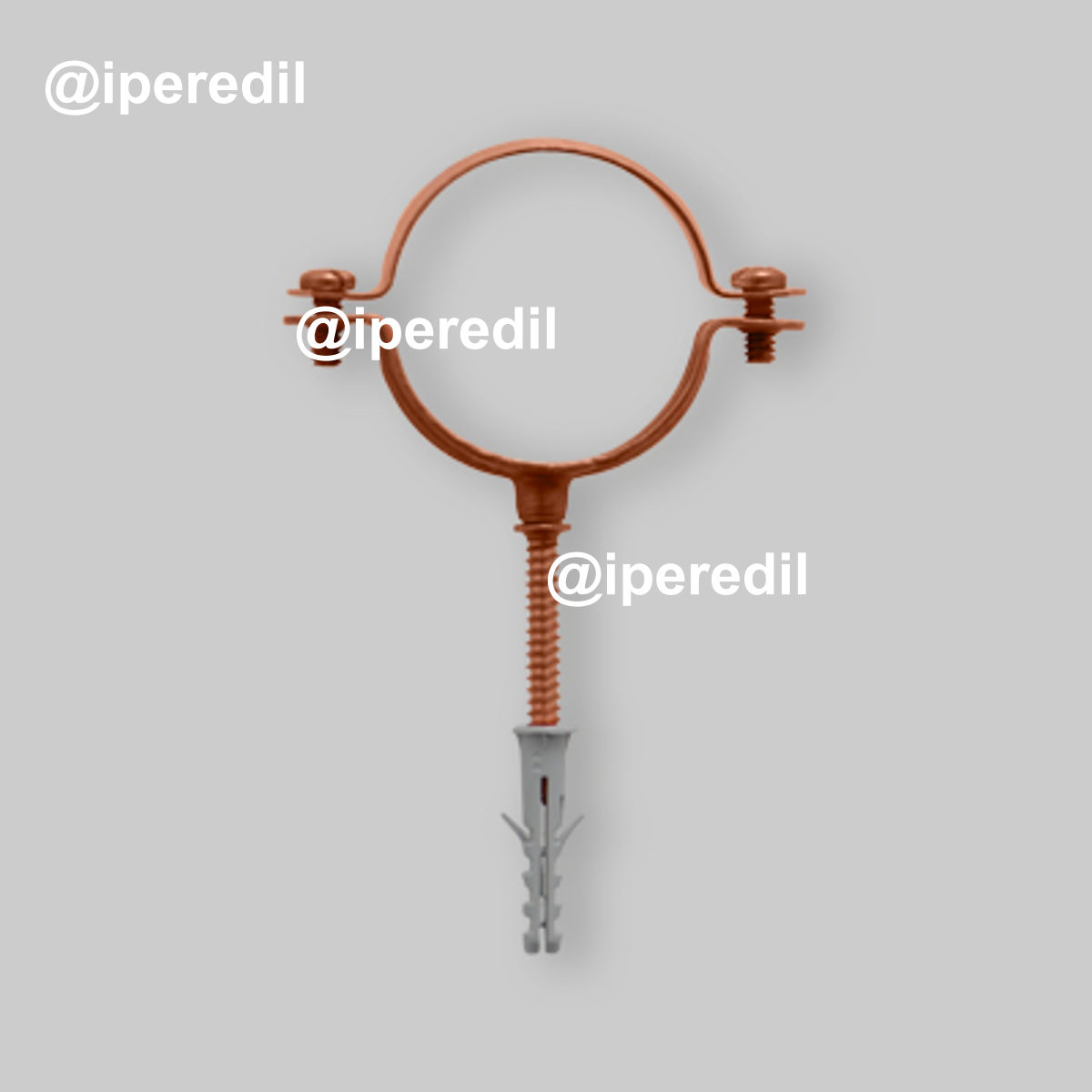 COLLARE FERMATUBO LEGGERO IN RAME COMPLETO DI VITI E TASSELLO Ø12 mm