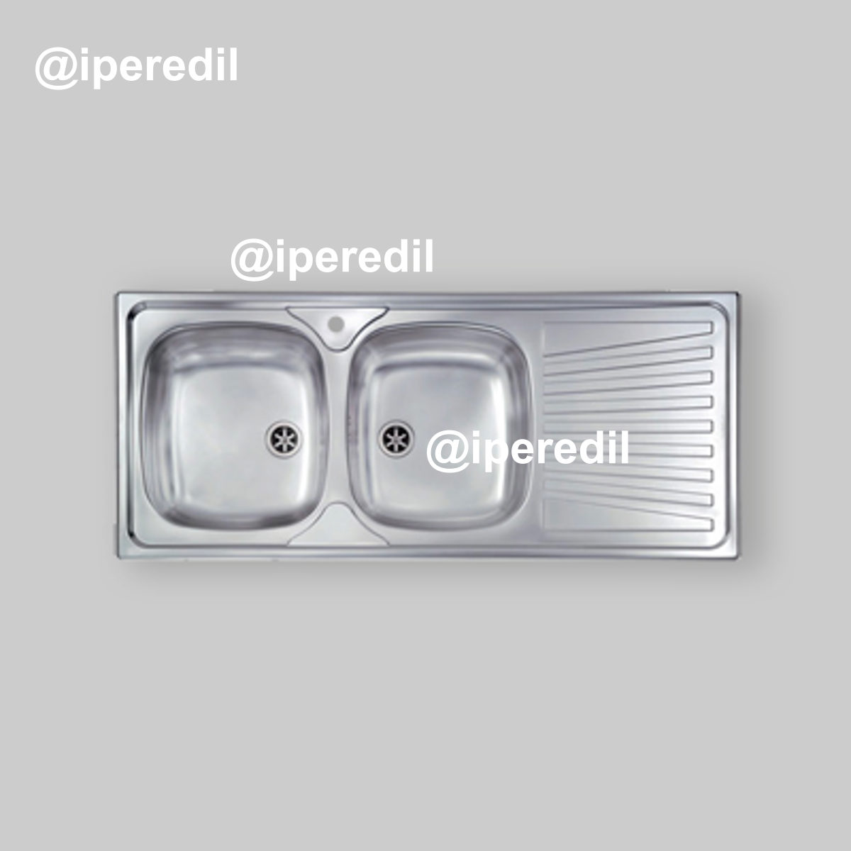 LAVELLO INOX AD INCASSO 2 VASCHE CON GOCCIOLATOIO "MONDIAL" 116x50 cm - Sx