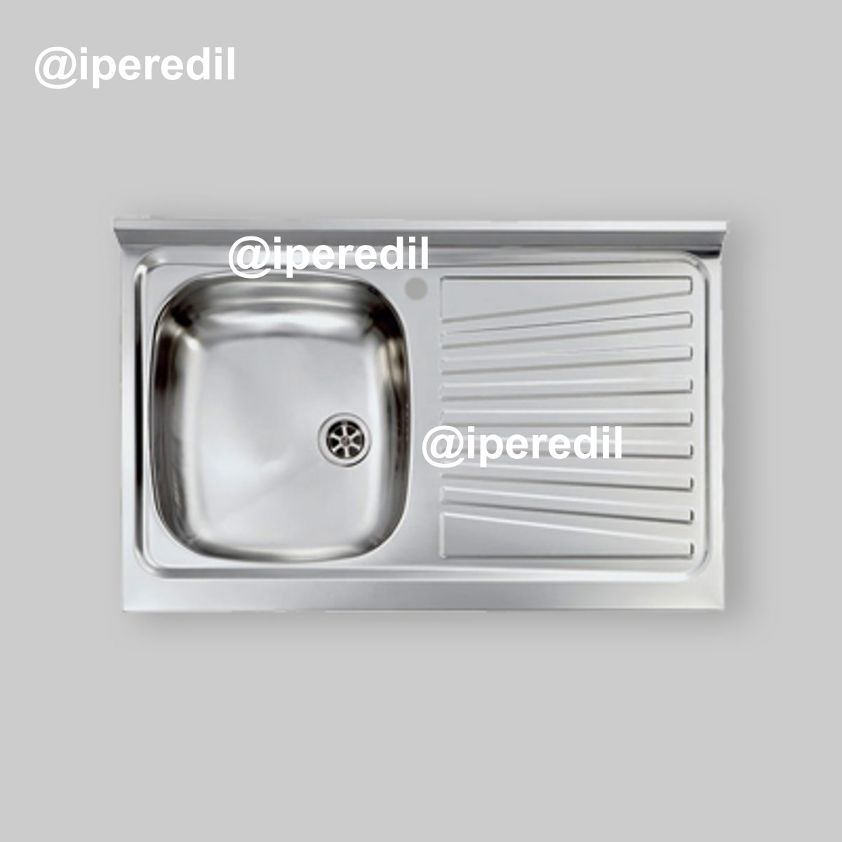 LAVELLO INOX AD APPOGGIO 1 VASCA CON GOCCIOLATOIO "MONDIAL" 80x50 cm - Sx