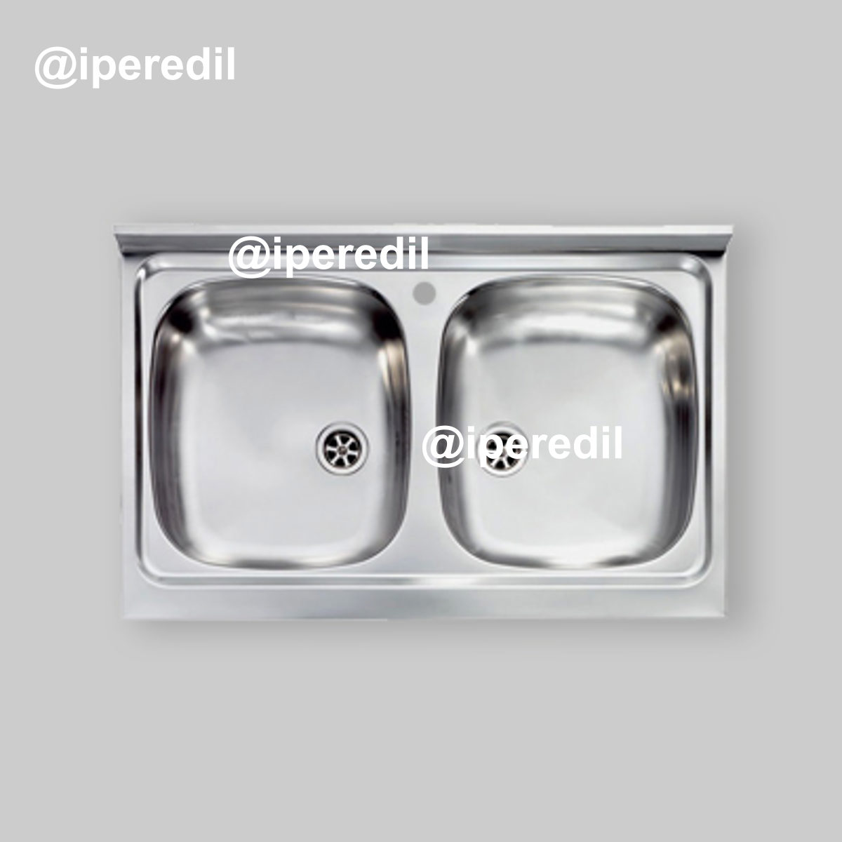 LAVELLO INOX AD APPOGGIO 2 VASCHE "MONDIAL" 80x50 cm