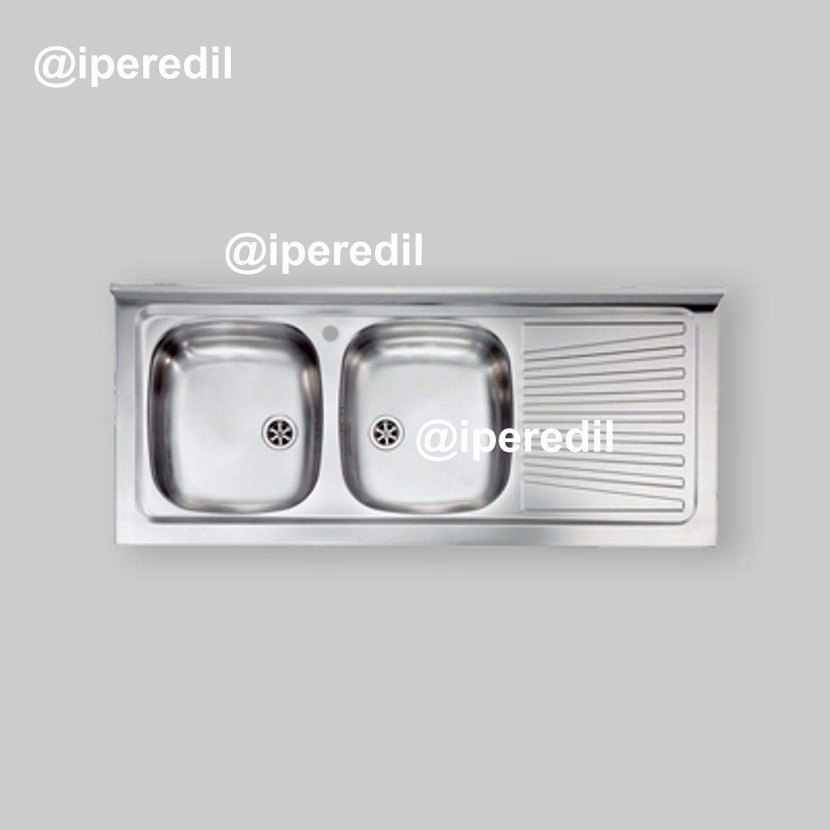 LAVELLO INOX AD APPOGGIO 2 VASCHE CON GOCCIOLATOIO "MONDIAL" 120x50 cm - Sx