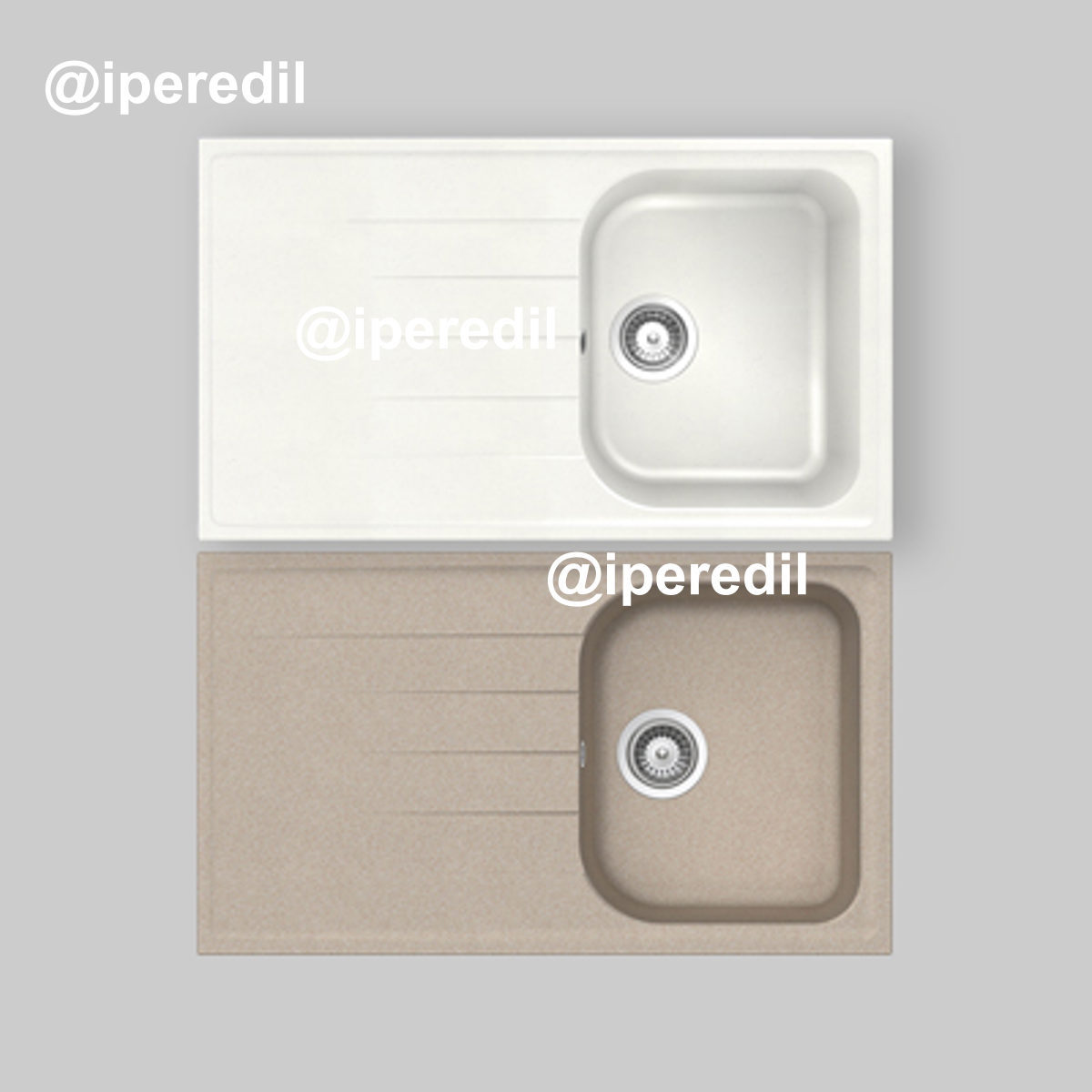 LAVELLO SINTETICO 1 VASCA CON GOCCIOLATOIO INCASSO "LITHOS" Bianco Alpina 07 - 86x50 cm