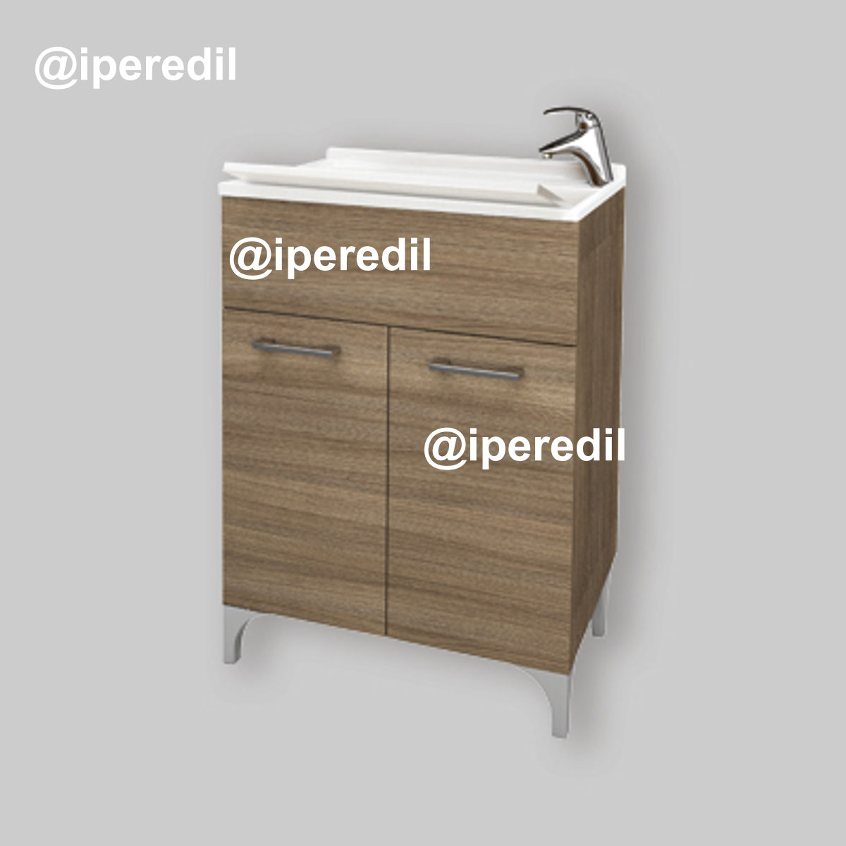 MOBILE LAVATOIO A 2 ANTE ROVERE FUMO L.60 x P.50 x H.83 cm