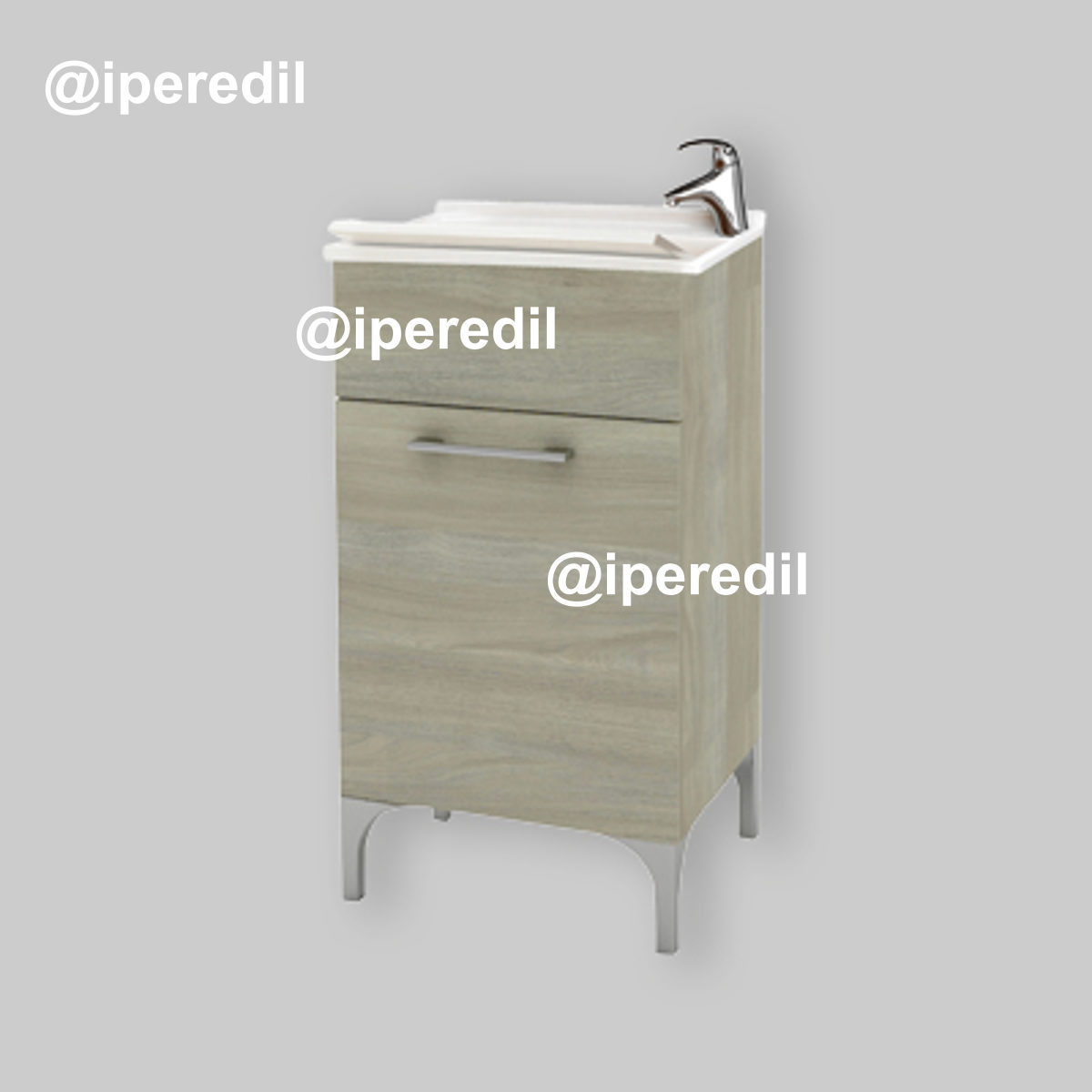 MOBILE LAVATOIO AD 1 ANTA ROVERE GRIGIO L.45 x P.50 x H.83 cm