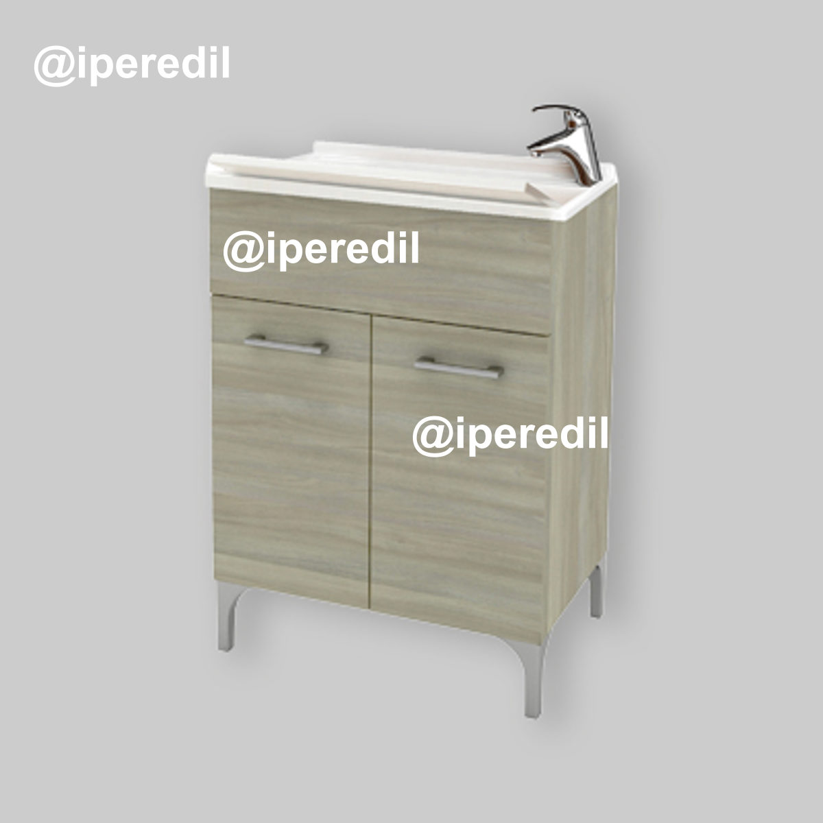 MOBILE LAVATOIO A 2 ANTE ROVERE GRIGIO L.60 x P.50 x H.83 cm