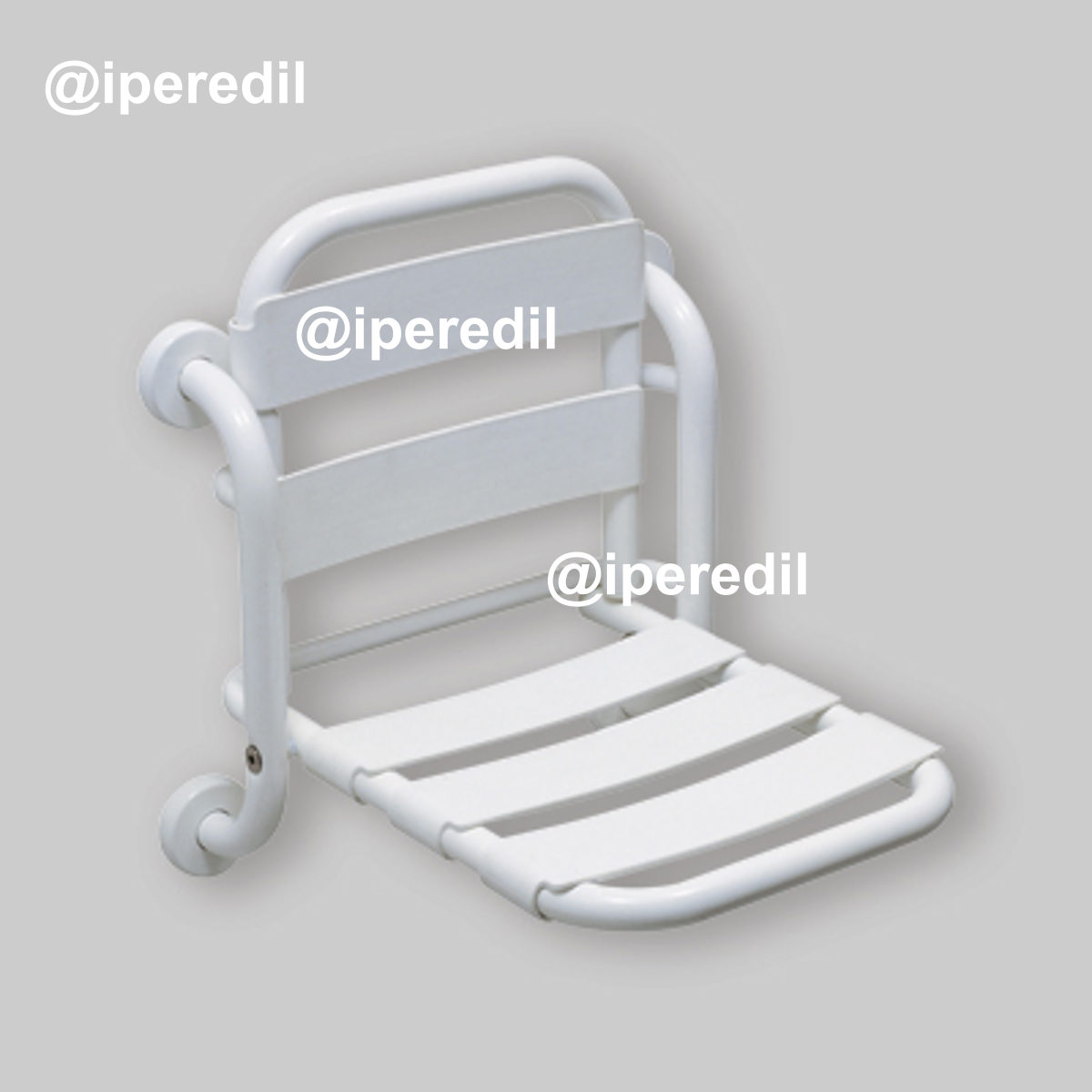 SEDILE DOCCIA A PARETE RIBALTABILE PER ANZIANI E DISABILI Bianco - Acciaio Inox