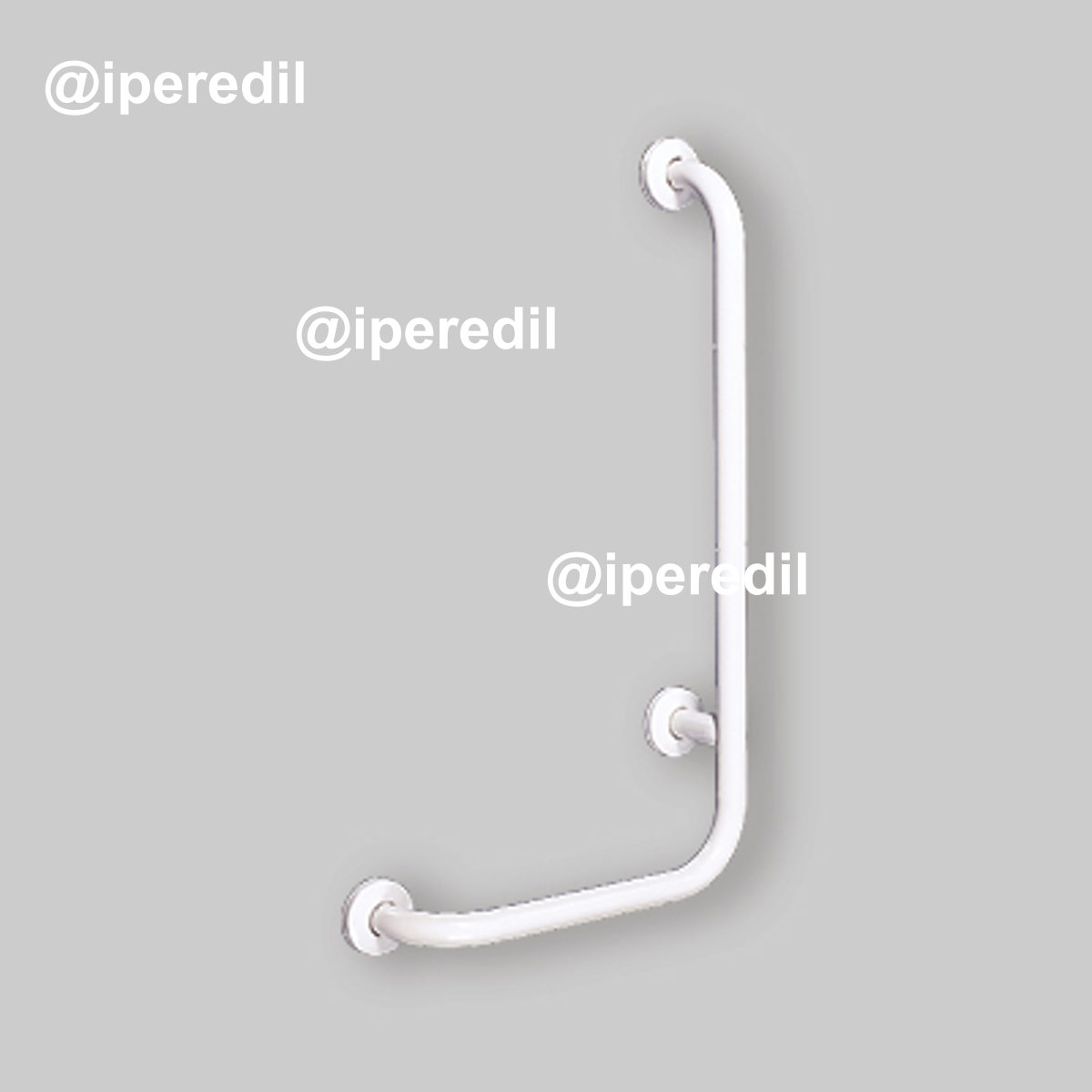 MANIGLIONE DI SOSTEGNO CON MONTANTE PER DISABILI BIANCO 35x67 cm - Destro