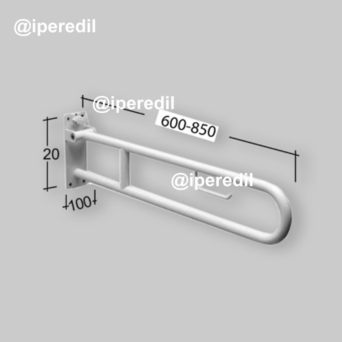 BARRA DI SOSTEGNO RIBALTABILE CON PORTA CARTAIGIENICA BIANCA 60 cm