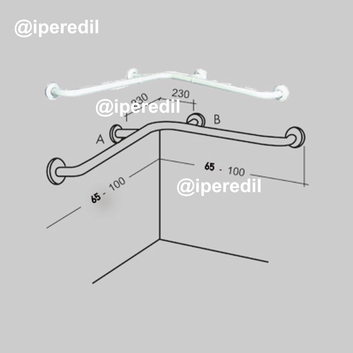 CORRIMANO ANGOLARE BIANCO 65x65 cm