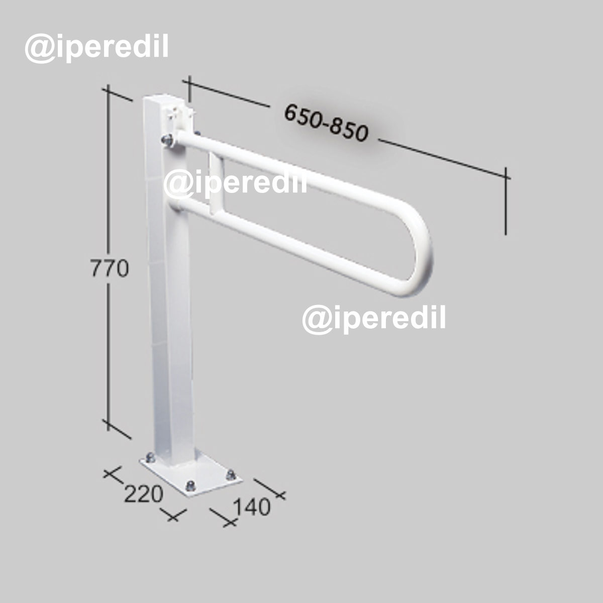 BARRA DI SOSTEGNO RIBALTABILE CON PIEDE BIANCA 65 cm