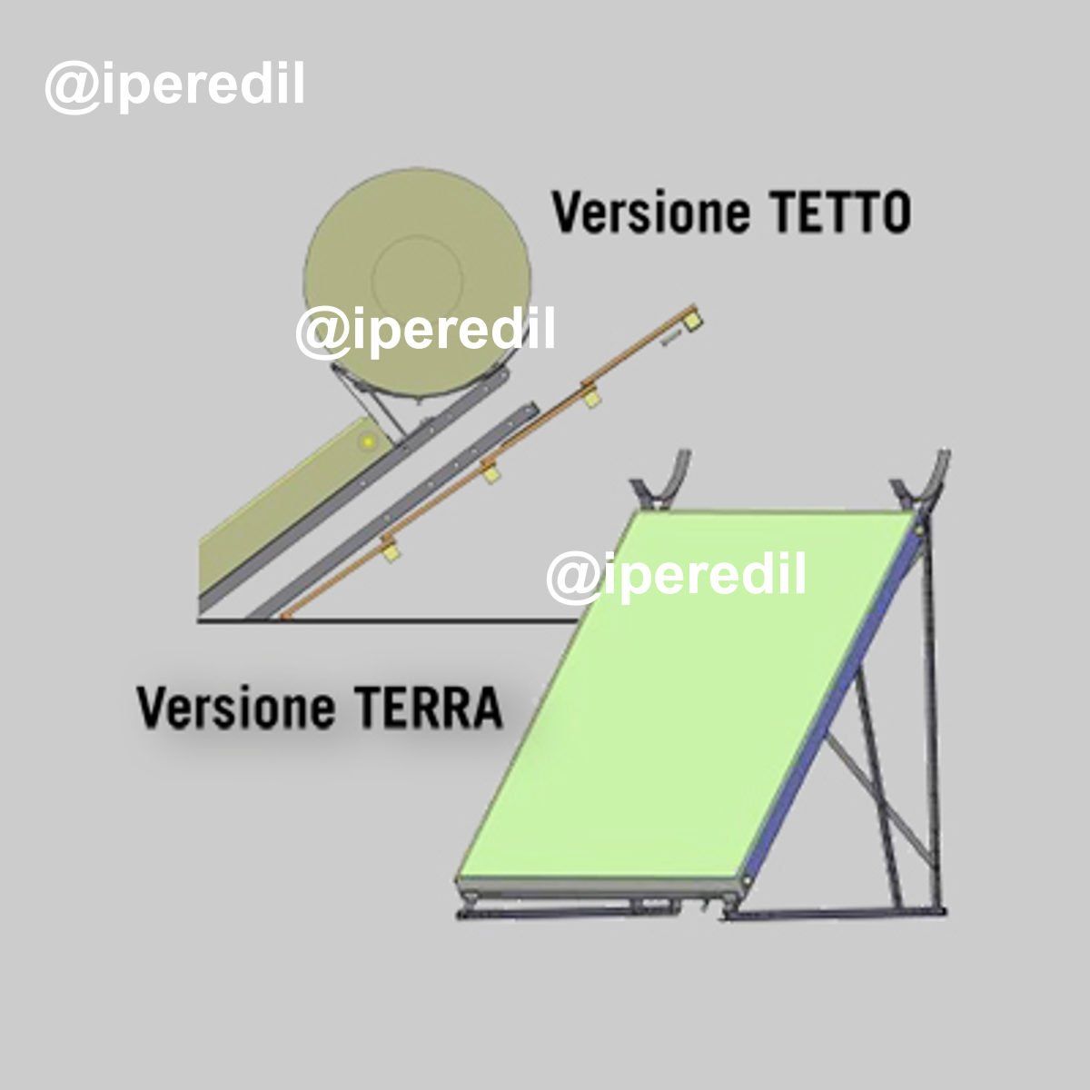 STAFFA COMPLETA DI TUBI ED ACCESSORI PER "MIRO THERMO PLUS" MOD.200 LT Installazione a Tetto