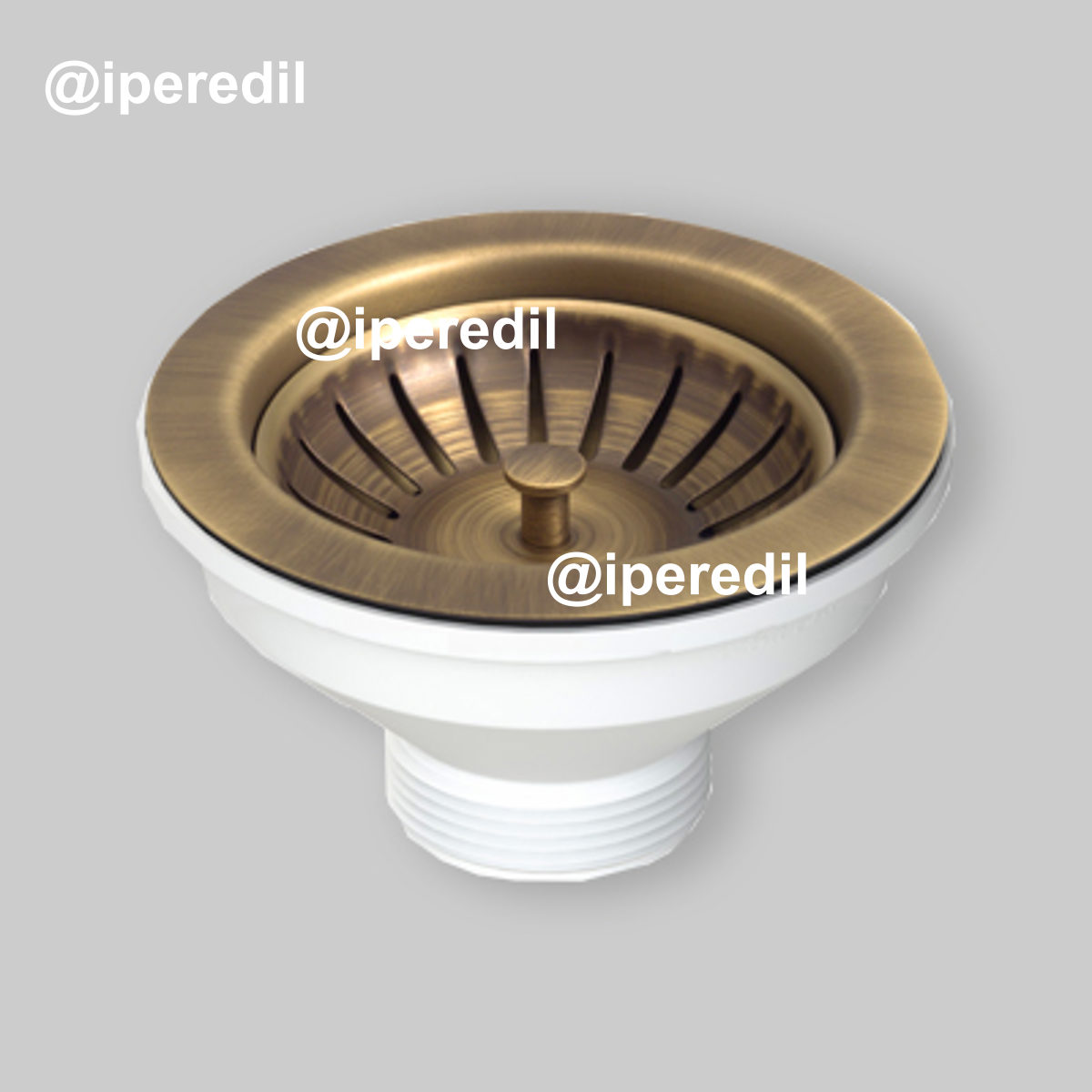 PILETTA IN OTTONE ANTICATO PER LAVELLO CUCINA CON FORO Ø90 STP 1"1/2 x Ø114 mm