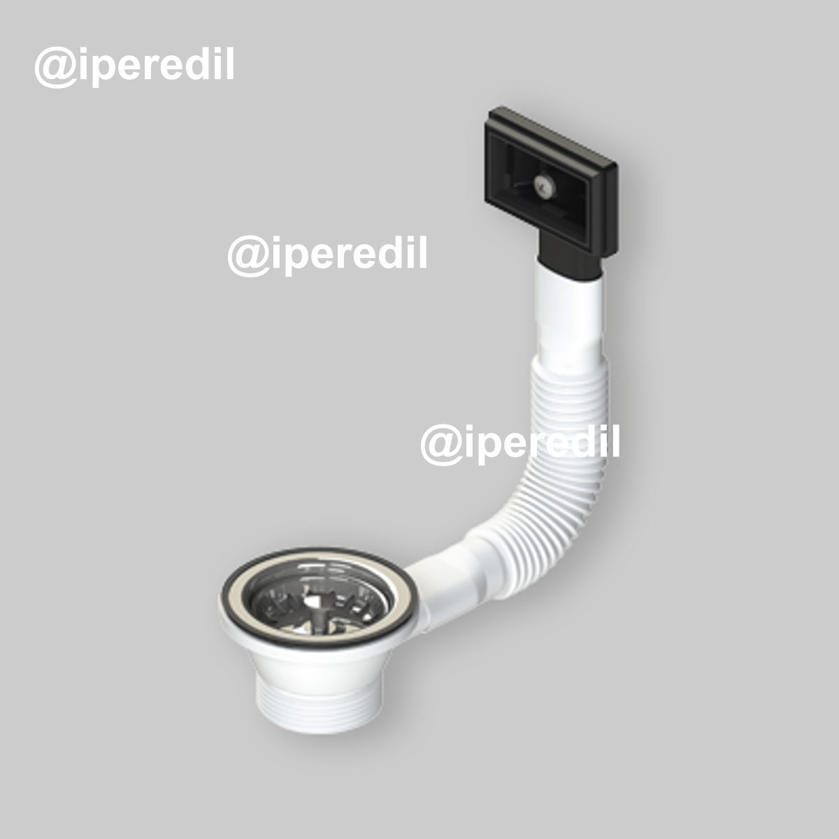 PILETTA CANESTRO PER LAVELLO CUCINA CON FORO Ø60 CTP RETTANGOLARE 1"1/2 x Ø70 mm