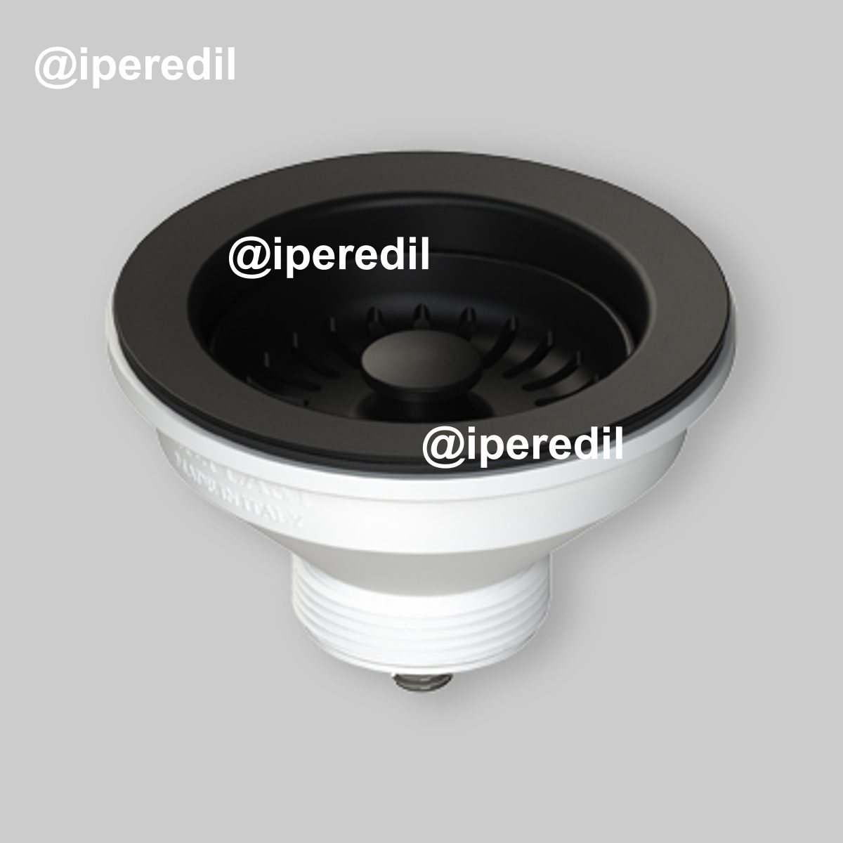 PILETTA ANTRACITE PER LAVELLO CUCINA CON FORO Ø90 STP 1"1/2 x Ø114 mm