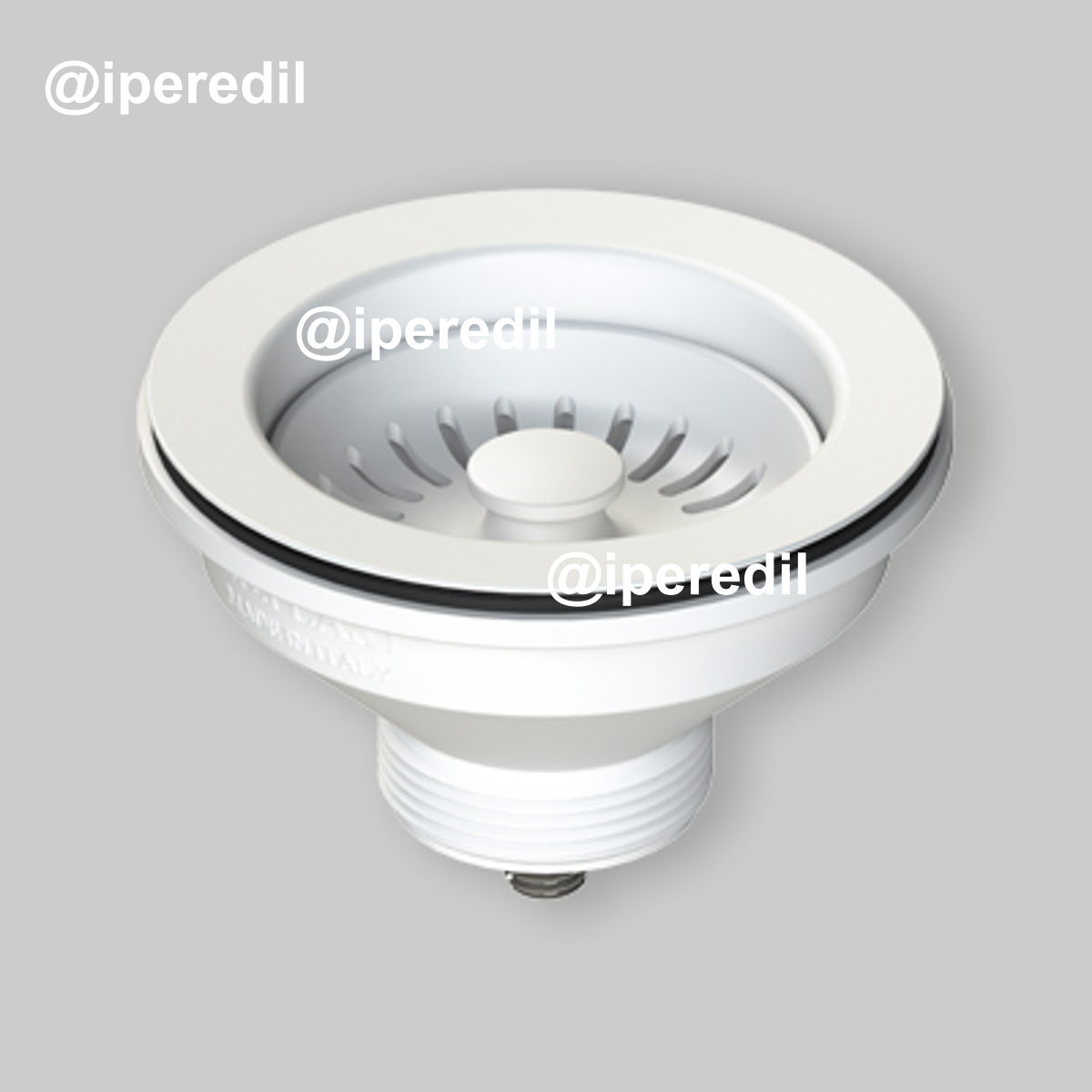 PILETTA BIANCA PER LAVELLO CUCINA CON FORO Ø90 STP 1"1/2 x Ø114 mm