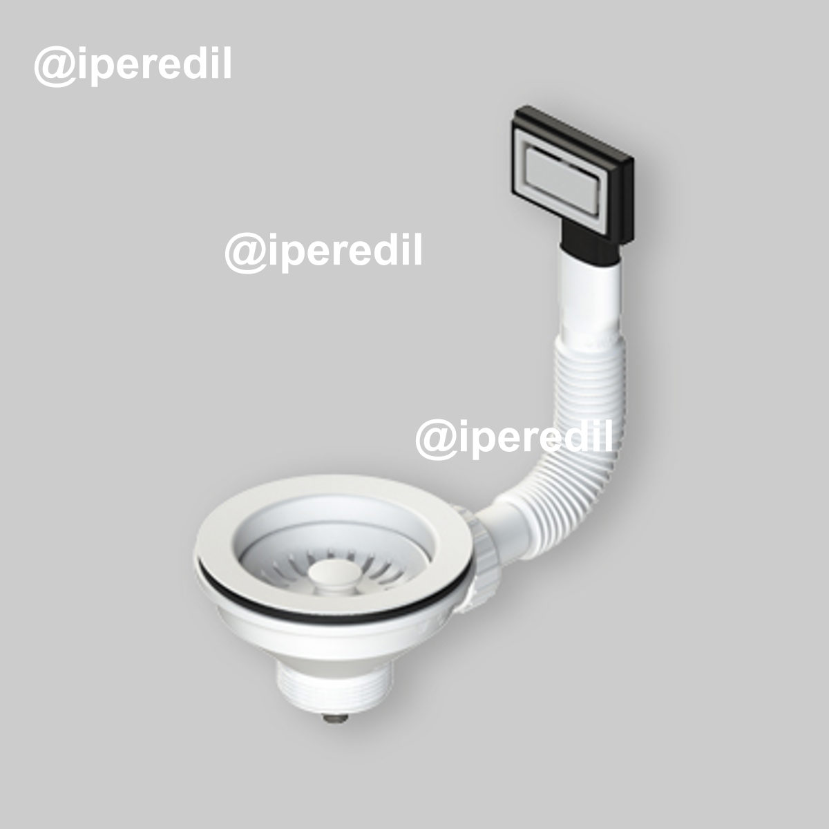 PILETTA BIANCA PER LAVELLO CUCINA CON FORO Ø90 CTP RETTANGOLARE 1"1/2 x Ø114 mm