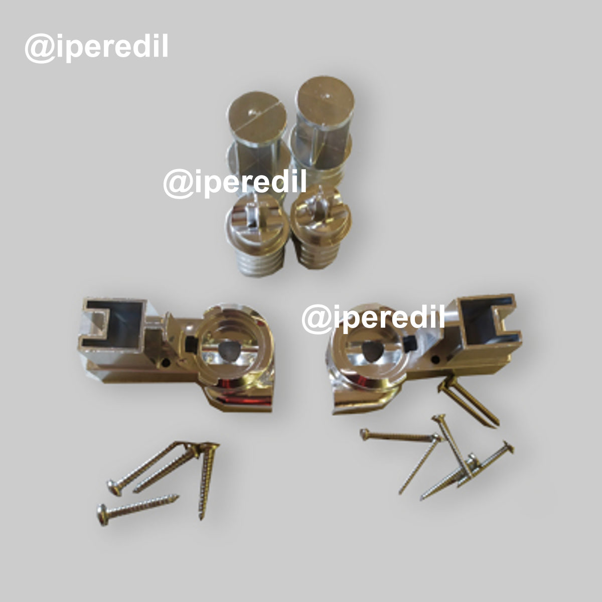 KIT DI SUPPORTI INFERIORE E SUPERIORE PER SERIE DOCCIA "LIPARI" Argento Lucido