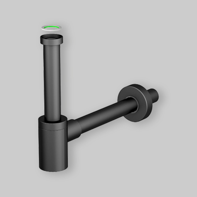 SIFONE D'ARREDO PER LAVABO "MIGNON" NERO 1"1/4 x Ø 32