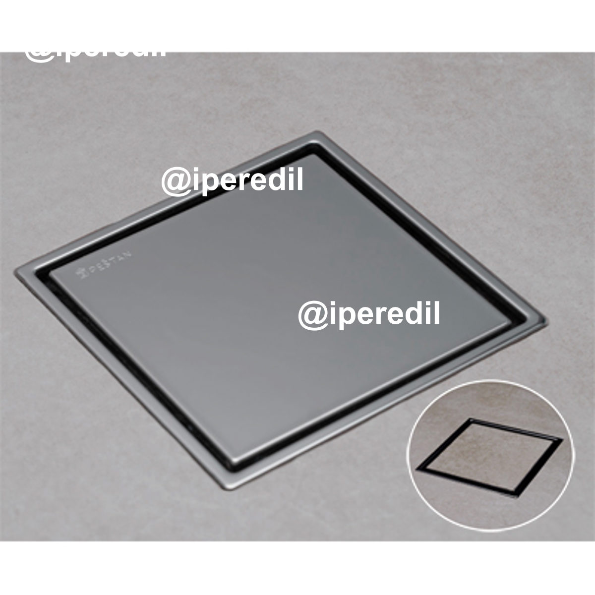 SIFONE PER DOCCIA A PAVIMENTO A SCOMPARSA/PORTAPIASTRELLE 15x15 cm - Scarico Ø50