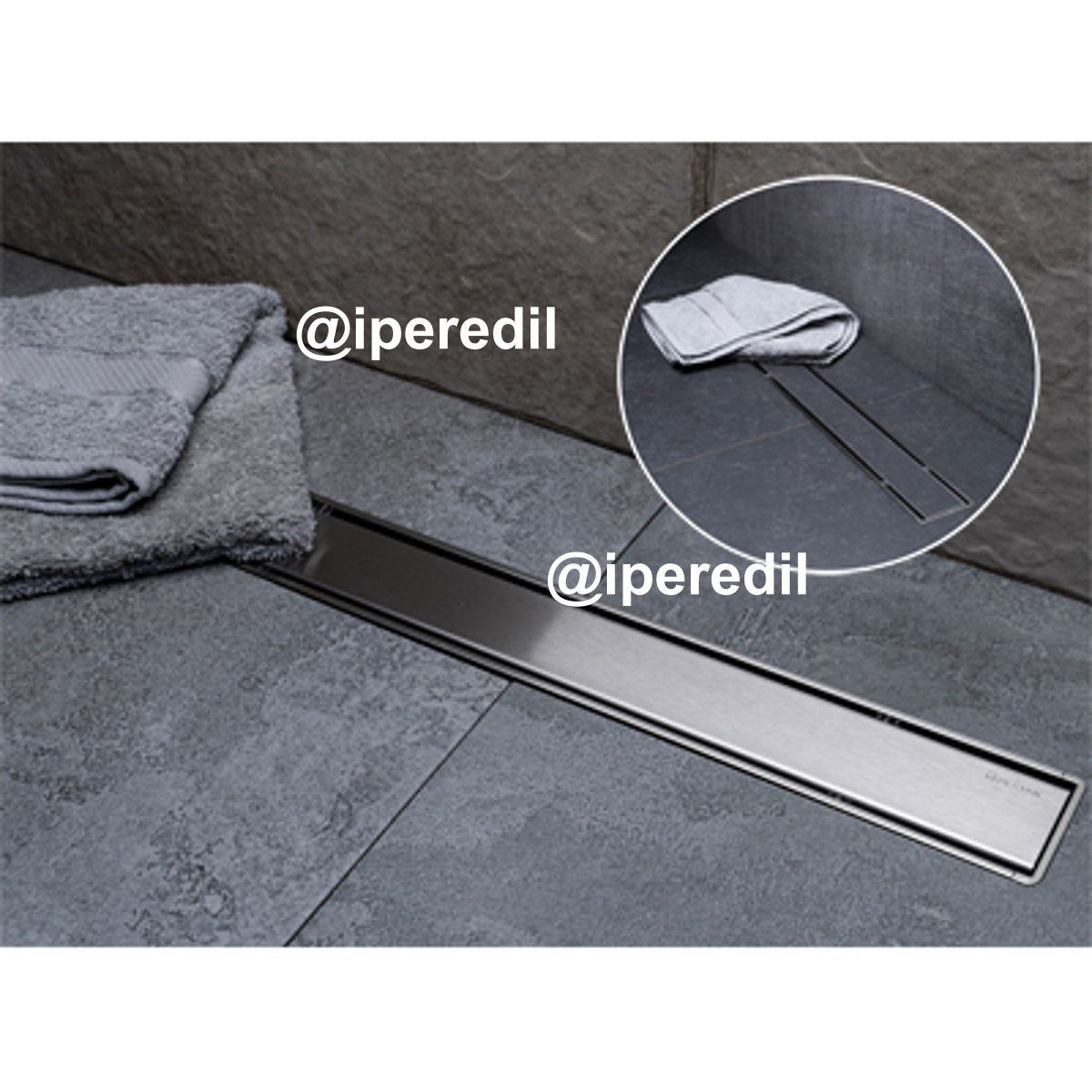 CANALETTA PER DOCCIA A PAVIMENTO A SCOMPARSA/PORTAPIASTRELLE COMPACT LINE cm 65 - Sc. Ø50