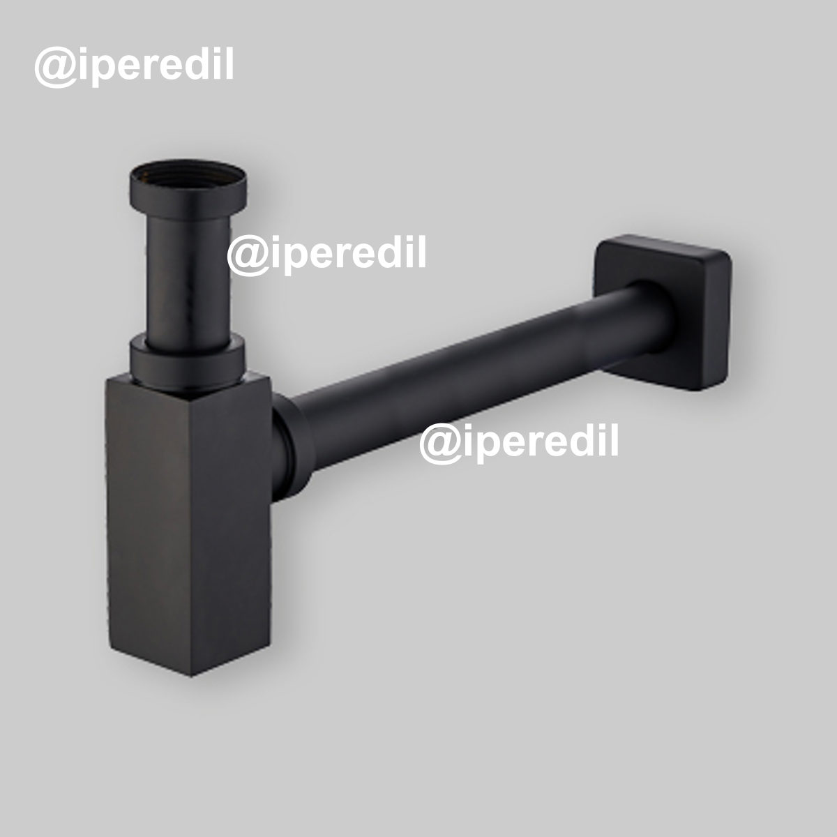 SIFONE ARREDO QUADRO NERO OPACO 1"1/4 x Ø32 mm