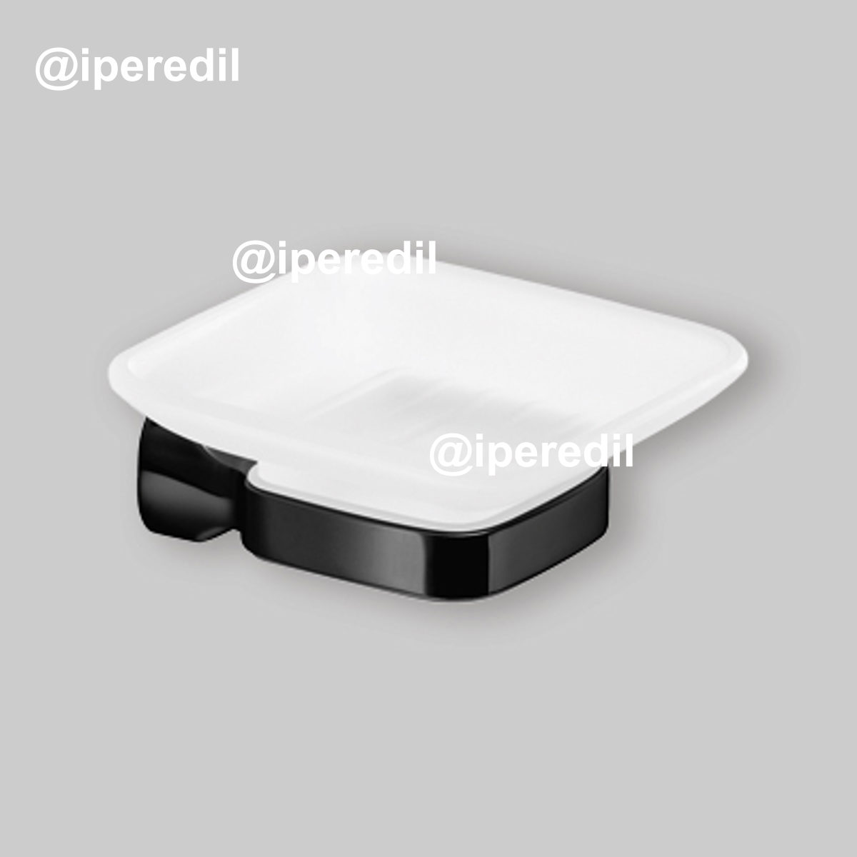 PORTASAPONE CON CONTENITORE IN VETRO "STELVIO" Nero Opaco