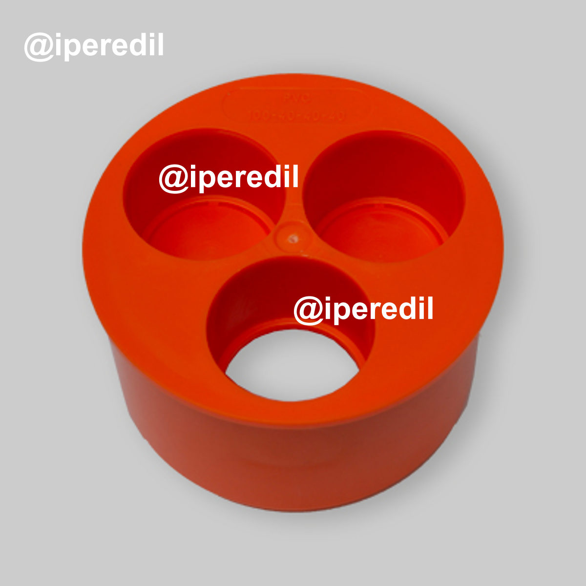 TAMPONE MULTIUSO A 3 FORI IN PVC ARANCIO Ø100 x Ø40/40/40 mm