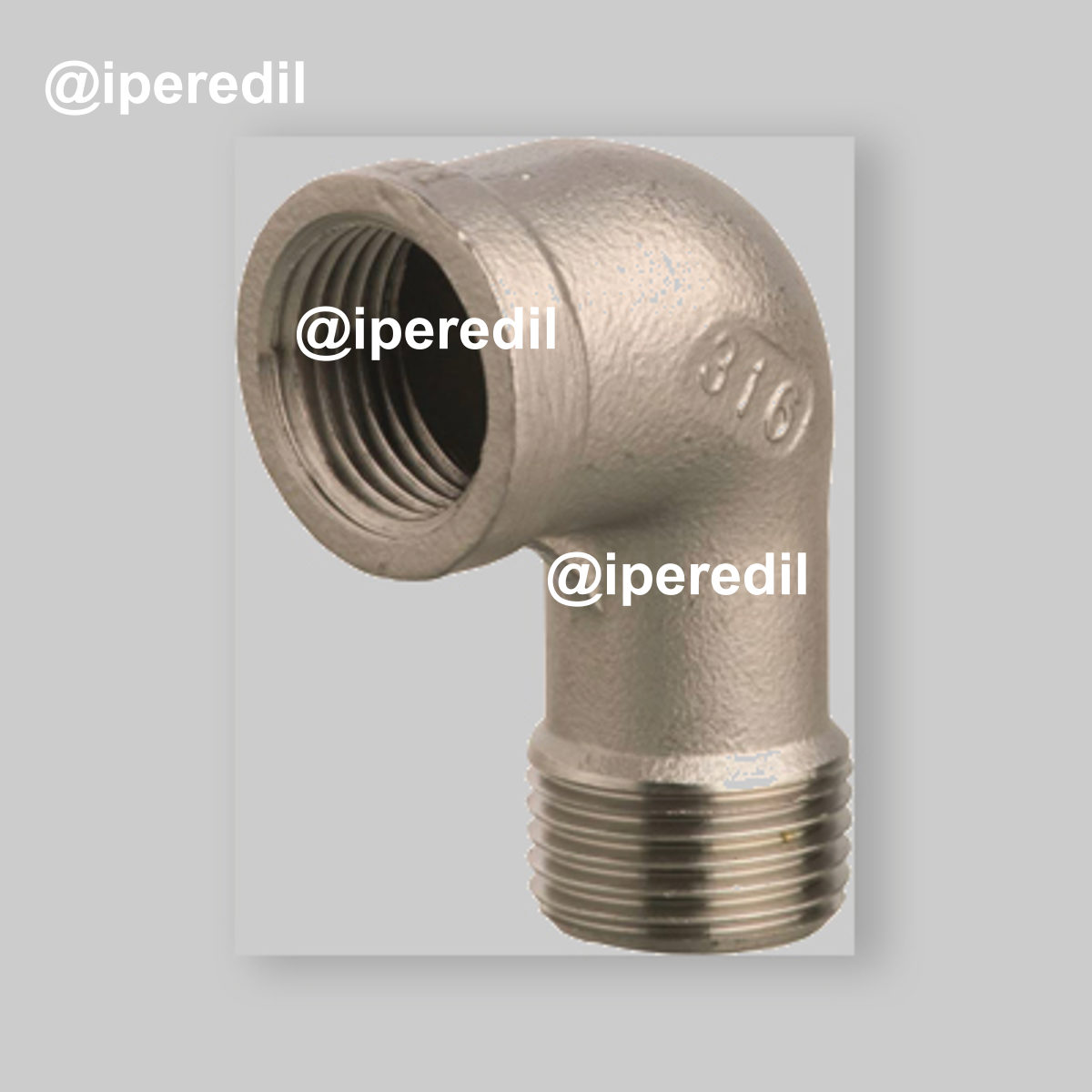 GOMITO A 90° FILETTATO MASCHIO/FEMMINA IN ACCIAIO INOX 1/2"