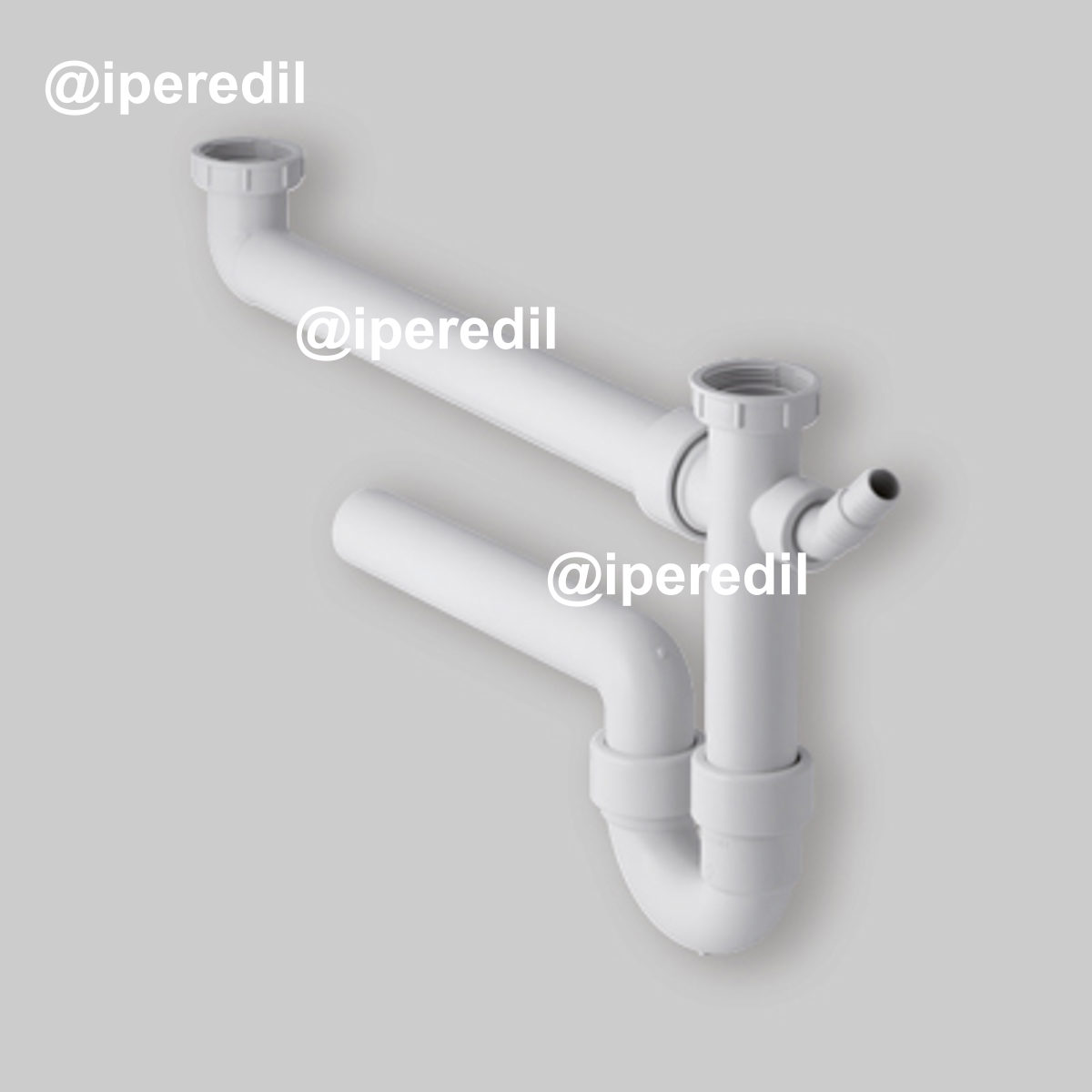 SIFONE PER LAVELLO A 2 VIE CON ATTACCO LAVASTOVIGLIE 1"1/2 x Ø40 mm