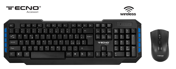 TECNO KIT TASTIERA+MOUSE WIRELESS USB NERO TC-920W RETAIL