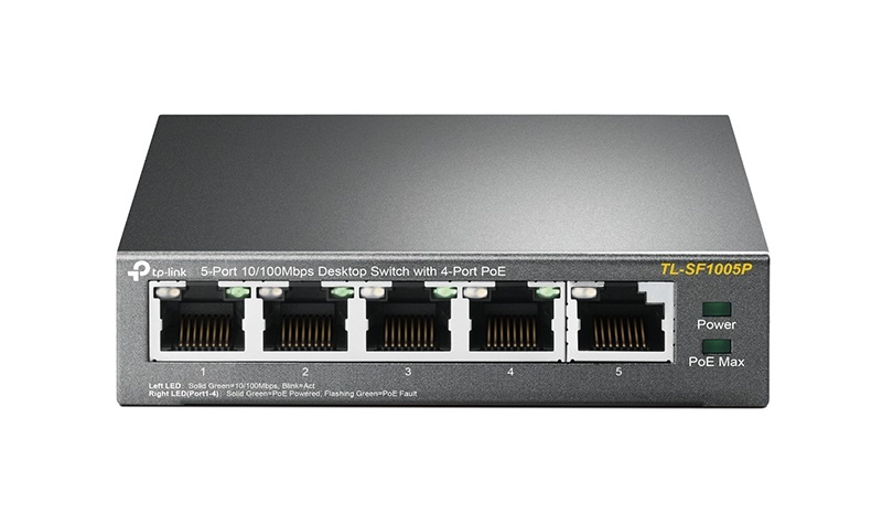 TPLINK HUB SWITCH 5 PORTE CON 4PORTE POE 10/100 TL-SF1005P