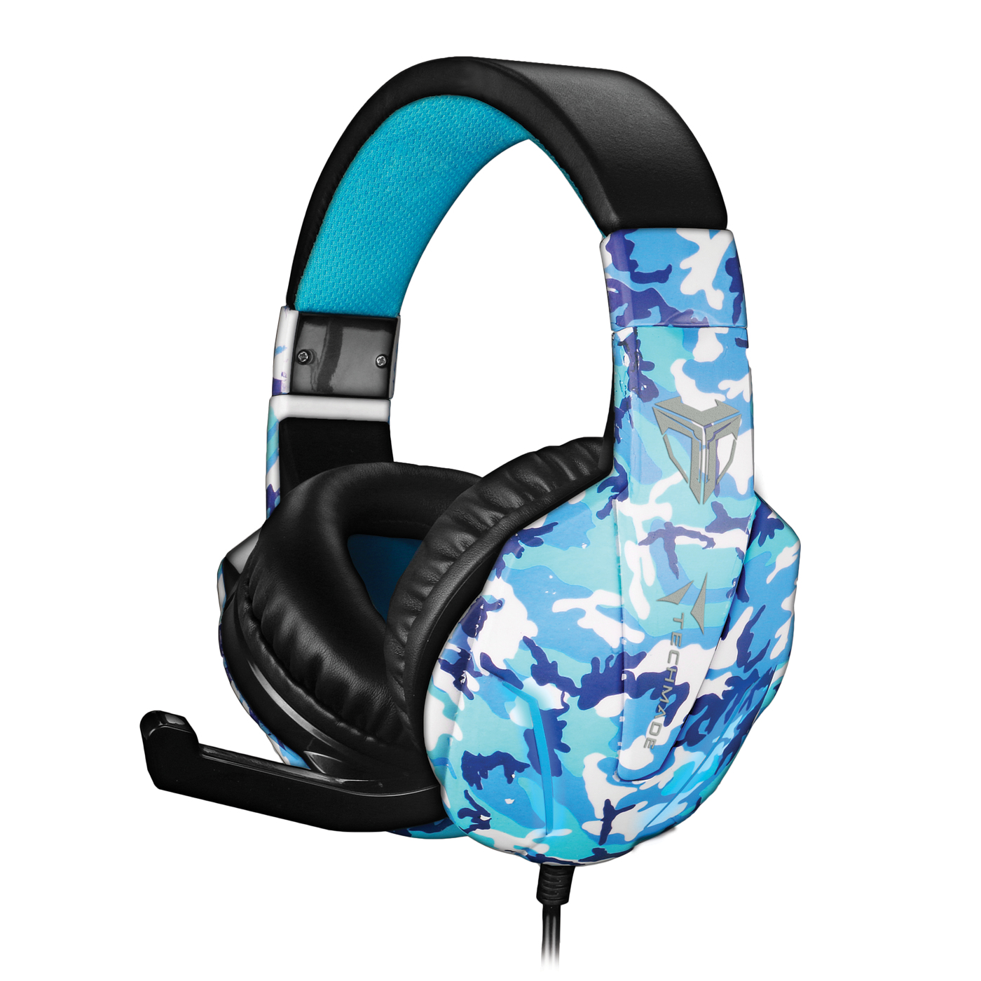 TECHMADE CUFFIE GAMING MULT.CONMICROF. 3.5MM CAMOUFLAGE TM-FL1-CAMBLU