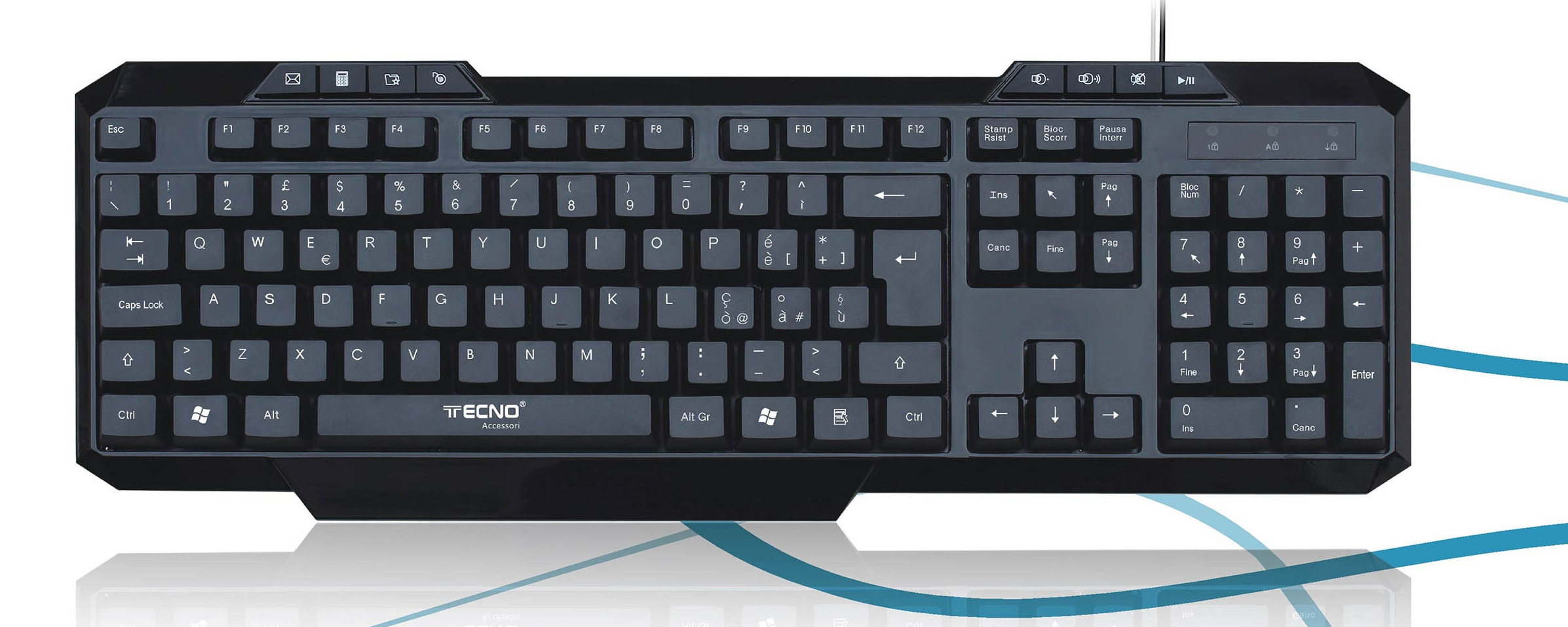 TECNO TASTIERA MULTIMEDIALE USBNERO RETAIL TC-822