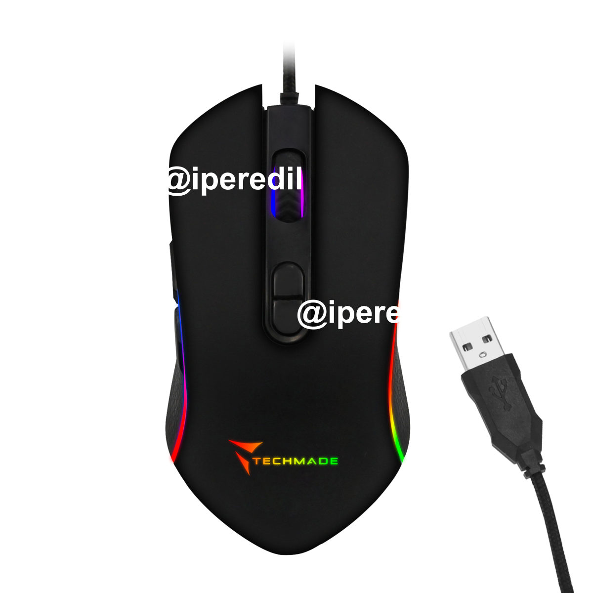 TECHMADE MOUSE GAMING USB LED LIGHT 2400DPI NERO TM-PG-64
