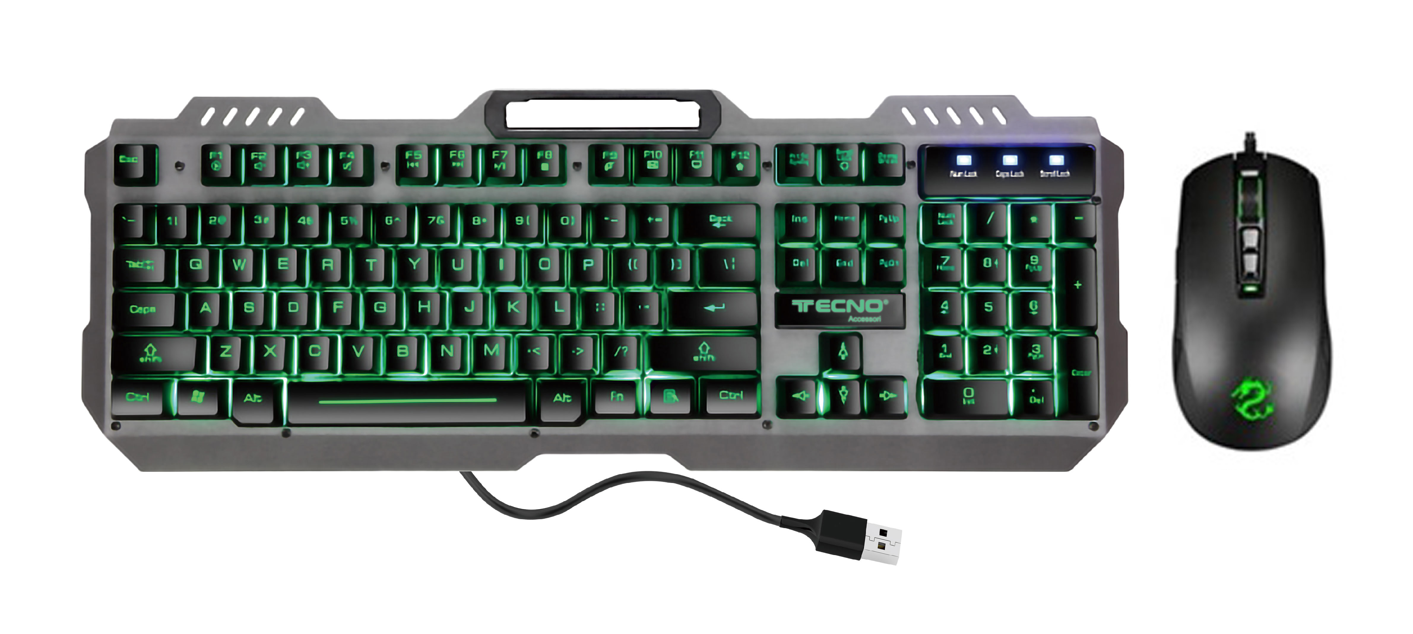 TECNO KIT TASTIERA+MOUSE GAMINGCON FILO LED RGB USB TC-BG2006